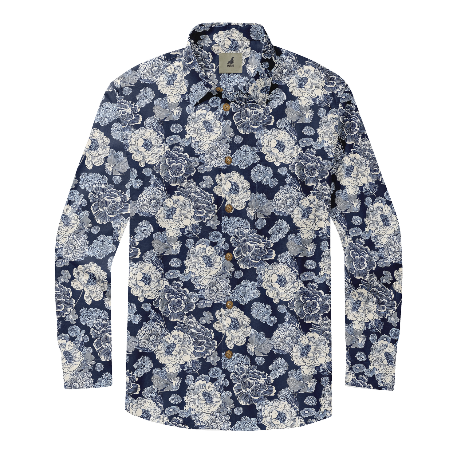 Blue-and-white Blossom Long Sleeve Shirts