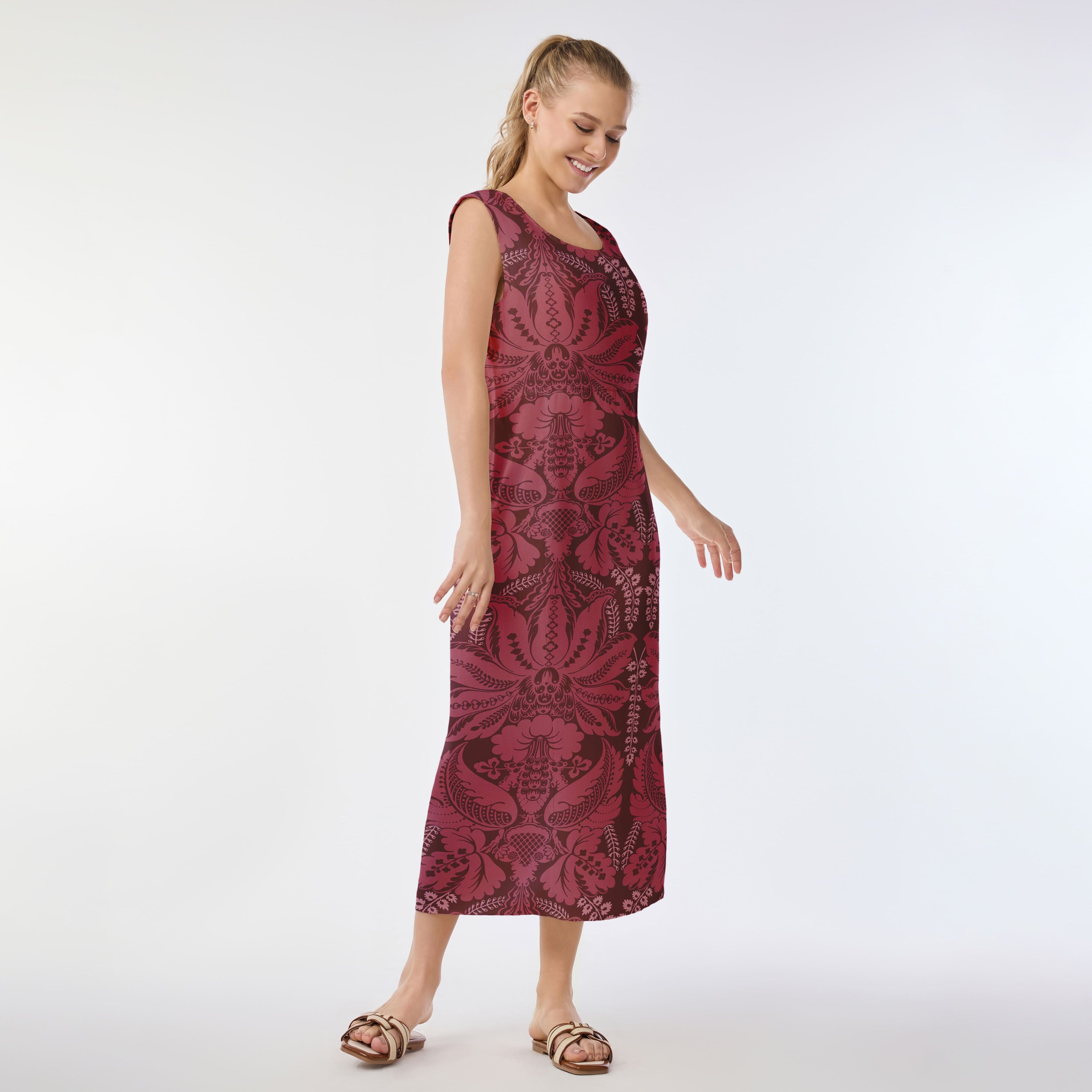 Crimson Elegance Muumuu Dress