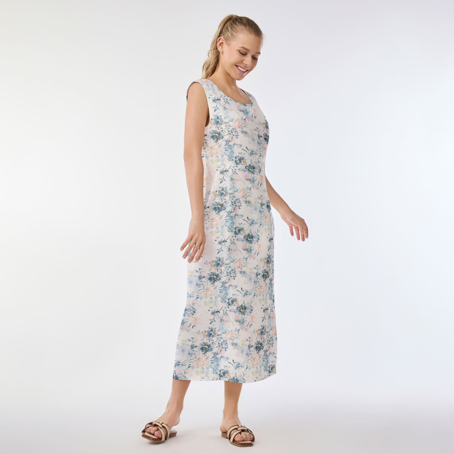 Ink Wash Floral Muumuu Dress