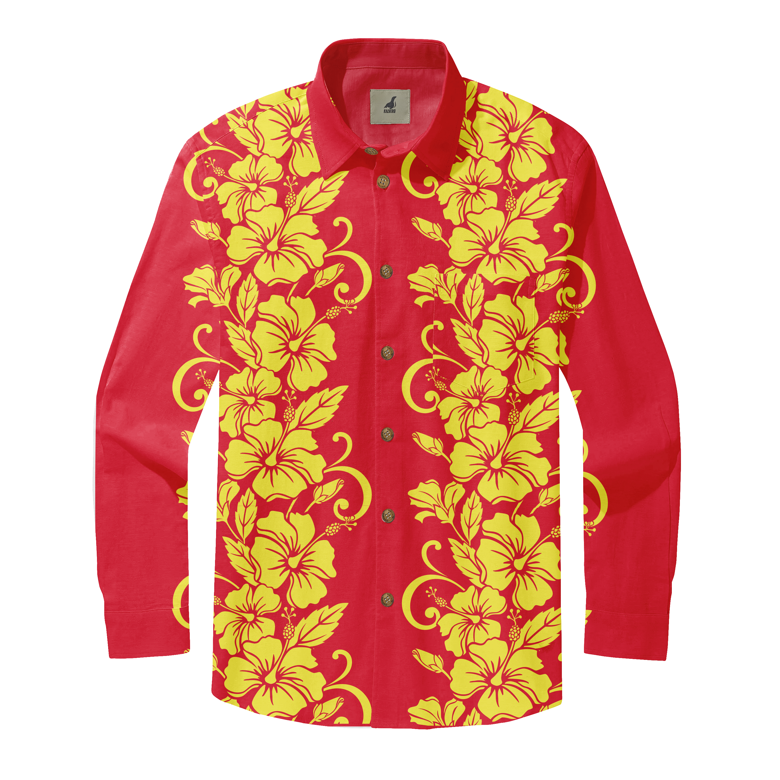 Fiery Hibiscus Long Sleeve Shirts