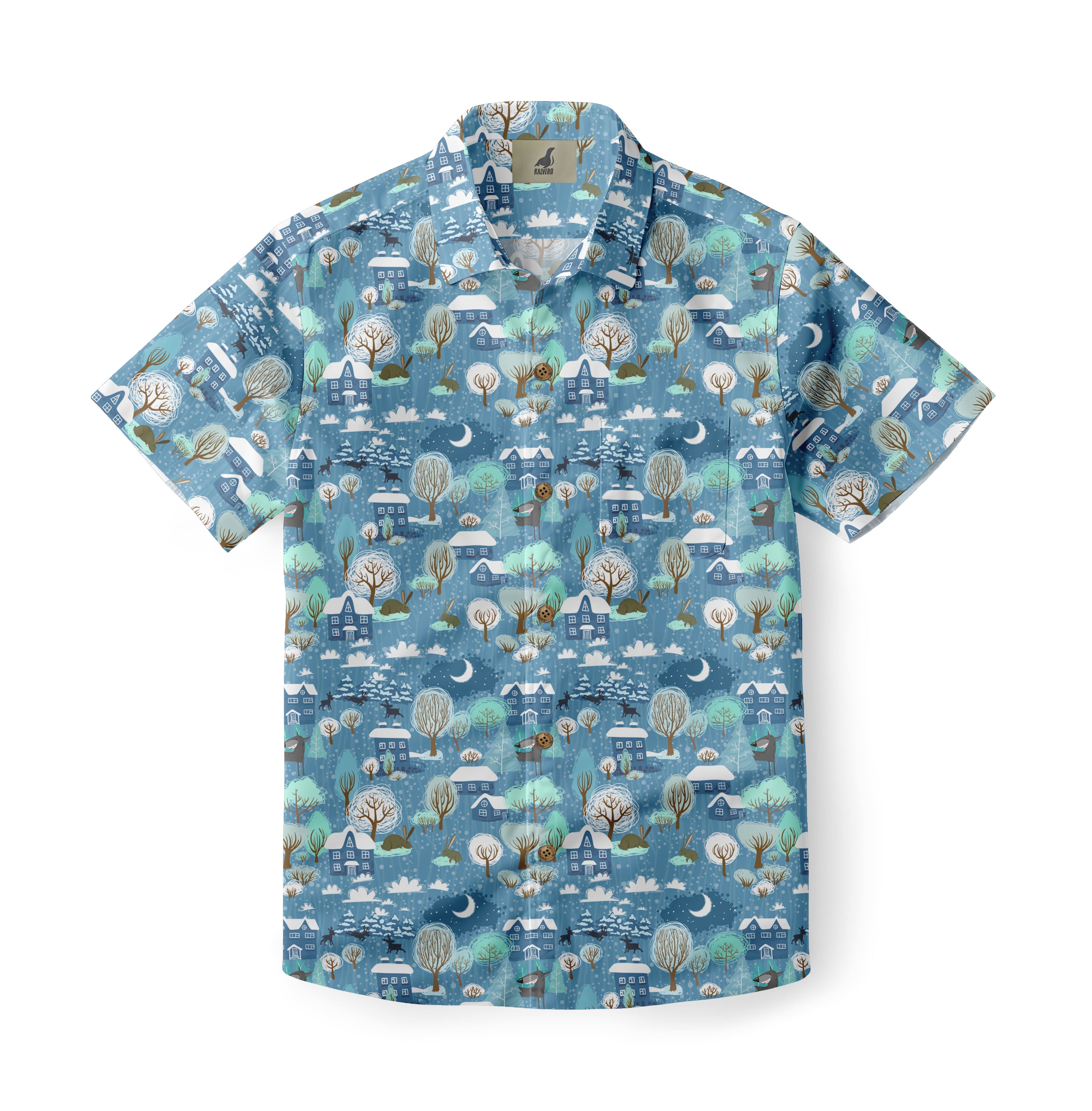 Snowy Village Aloha Shirt