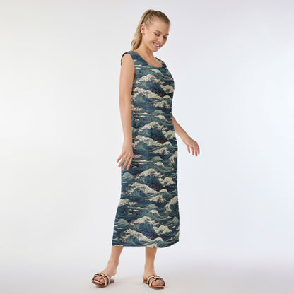 Great Wave Aloha Shirt Muumuu Dress