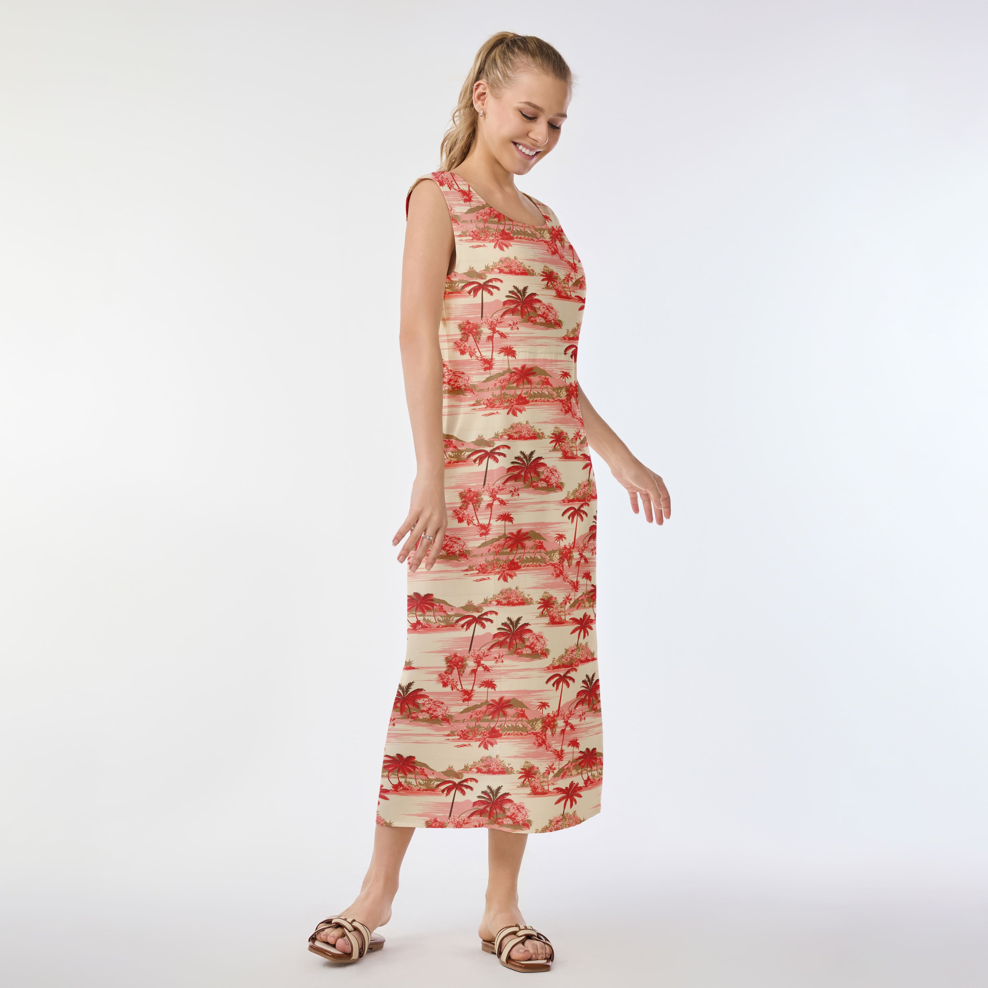 Island Paradise in Red Muumuu Dress