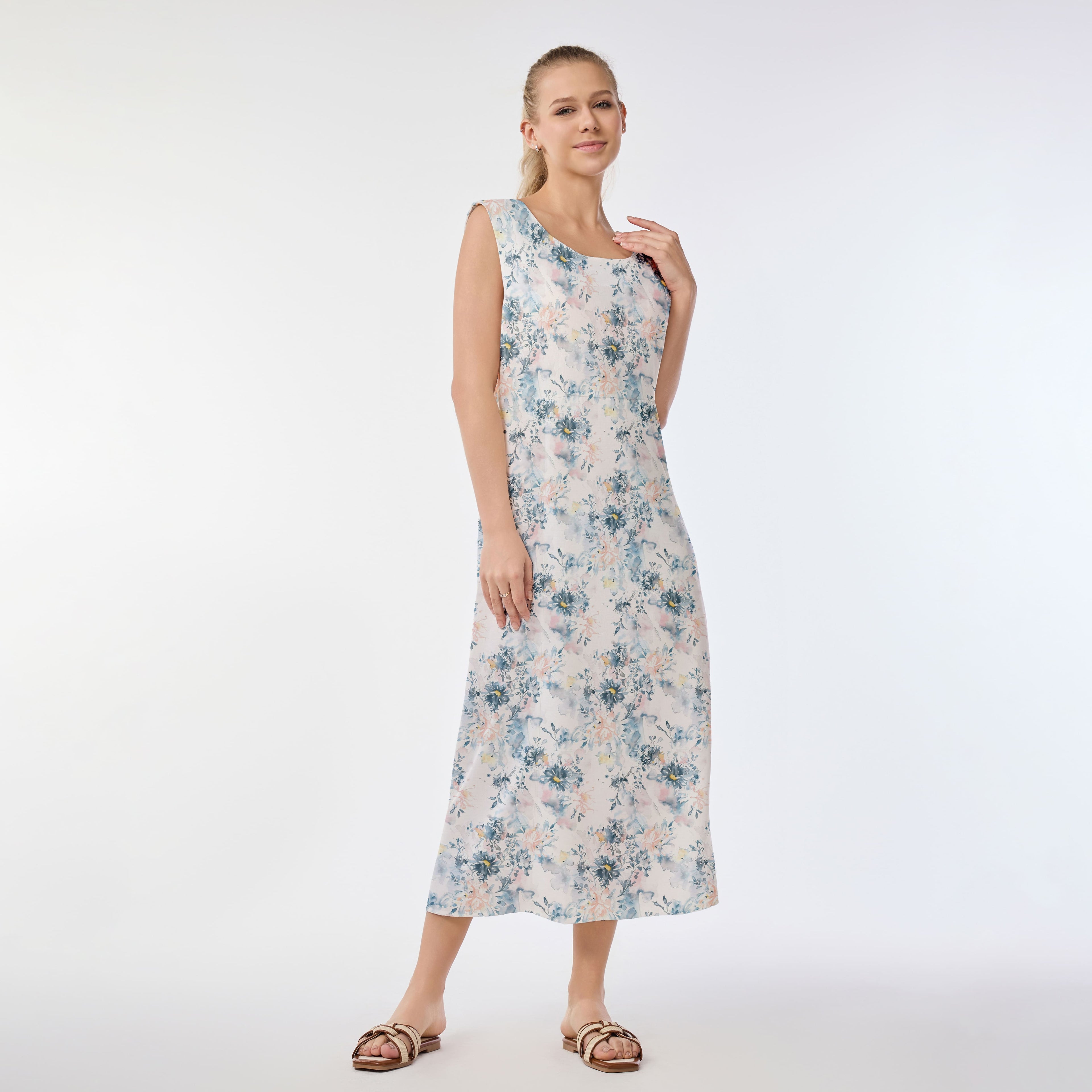 Ink Wash Floral Muumuu Dress