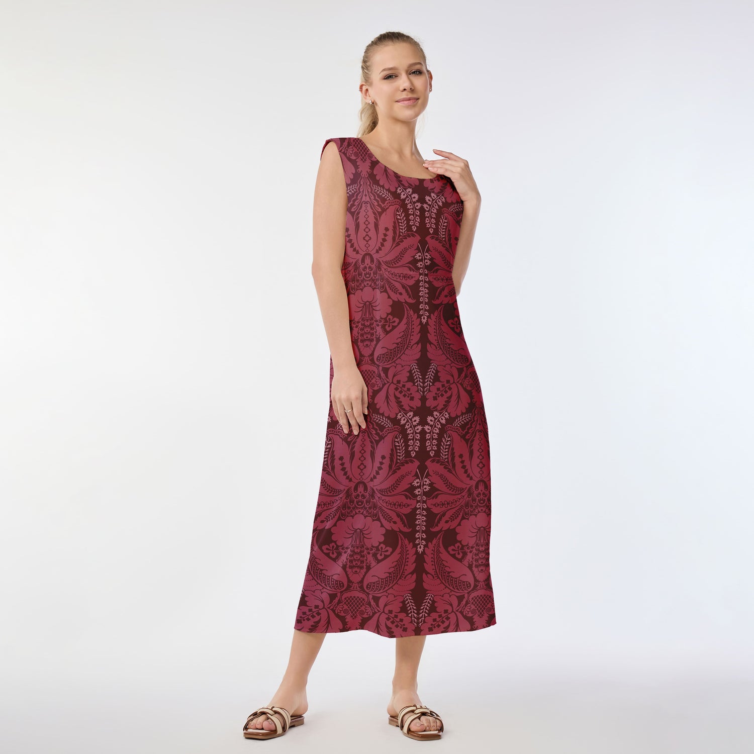 Crimson Elegance Muumuu Dress