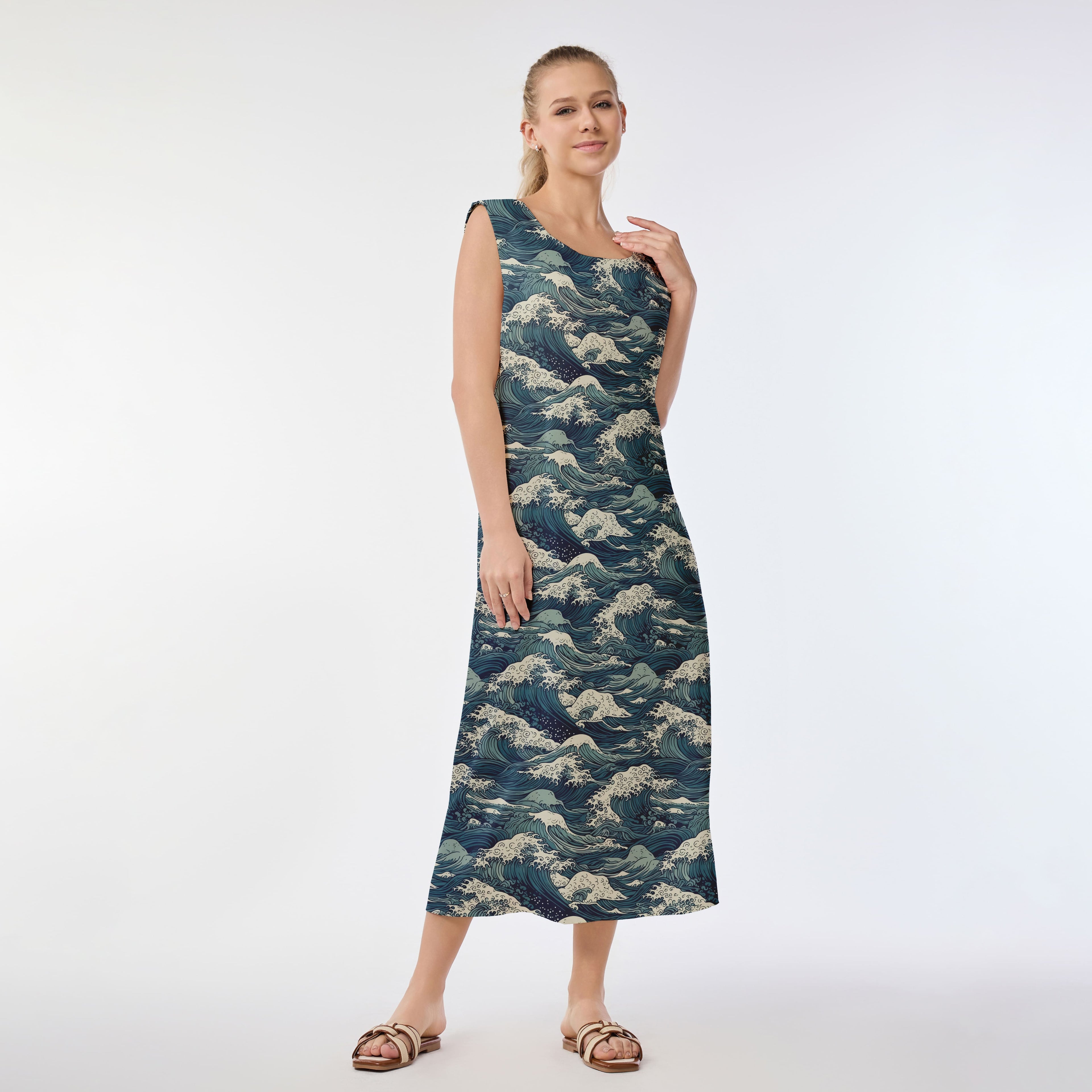 Great Wave Aloha Shirt Muumuu Dress