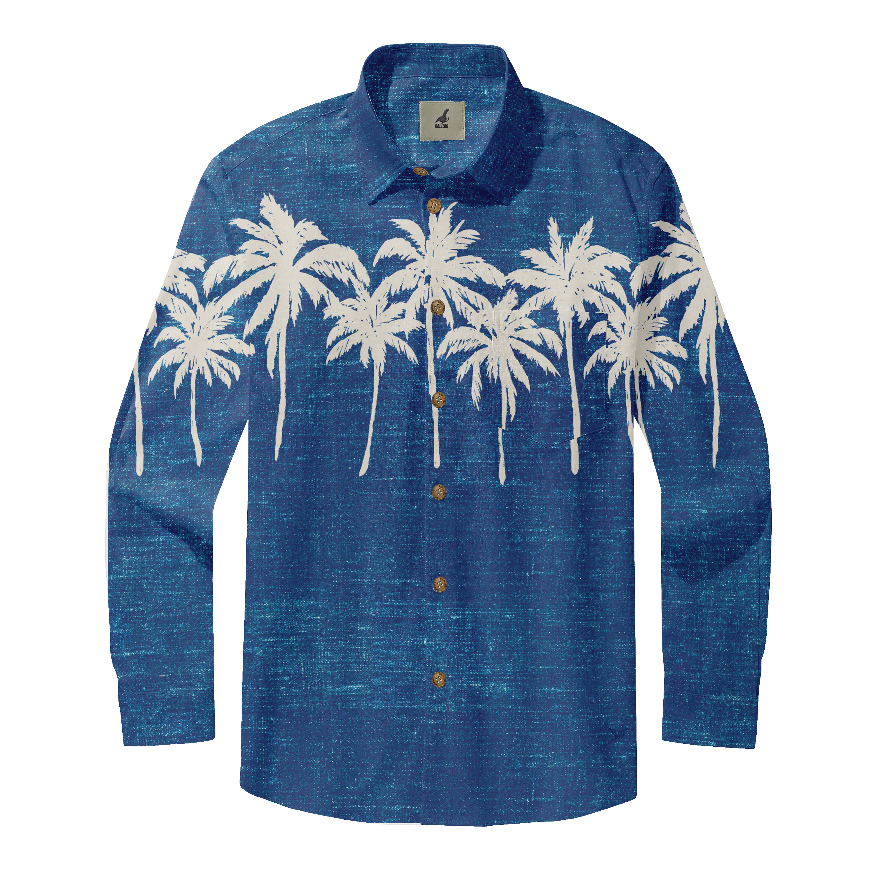 Blue Palm Shadows Long Sleeve Shirts