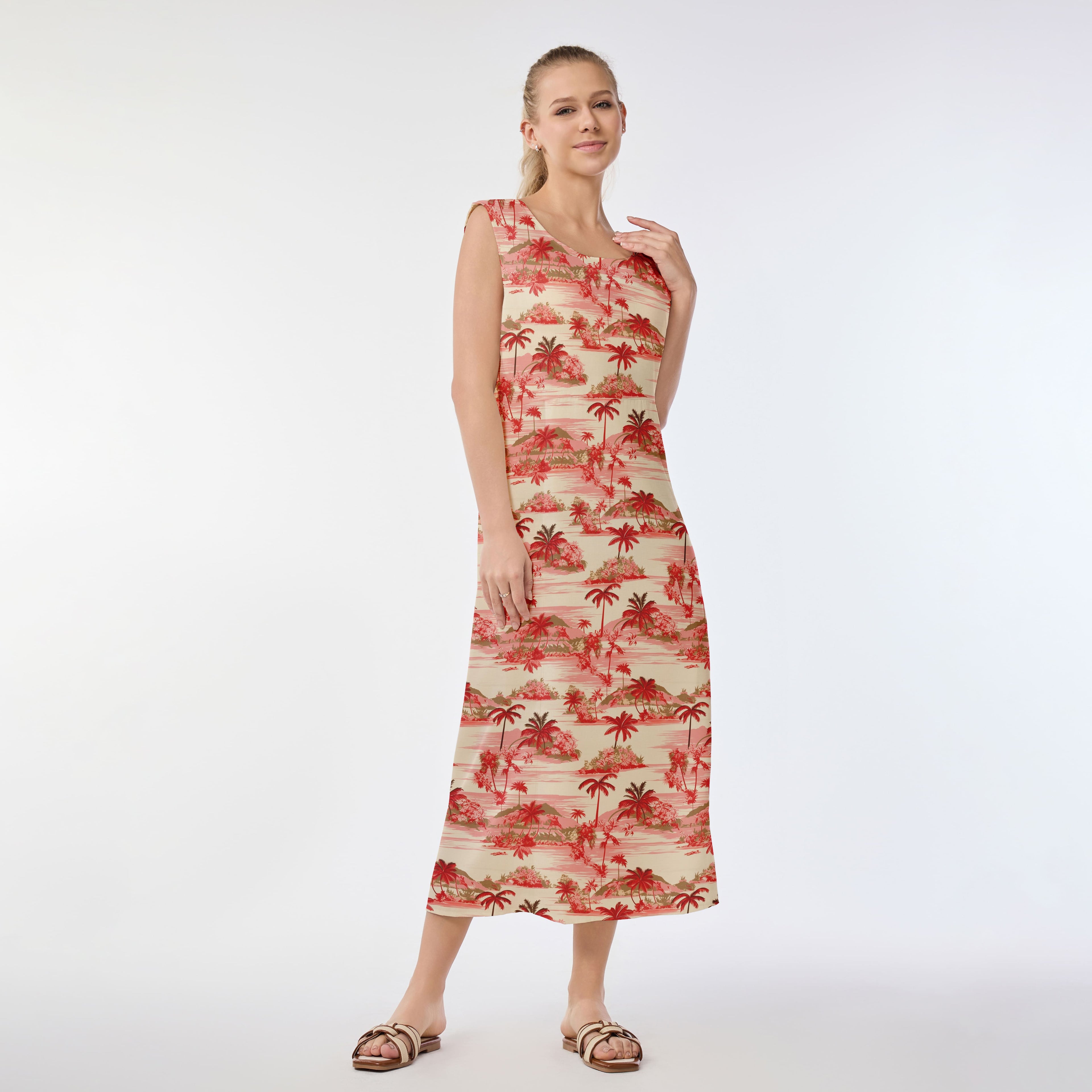 Island Paradise in Red Muumuu Dress