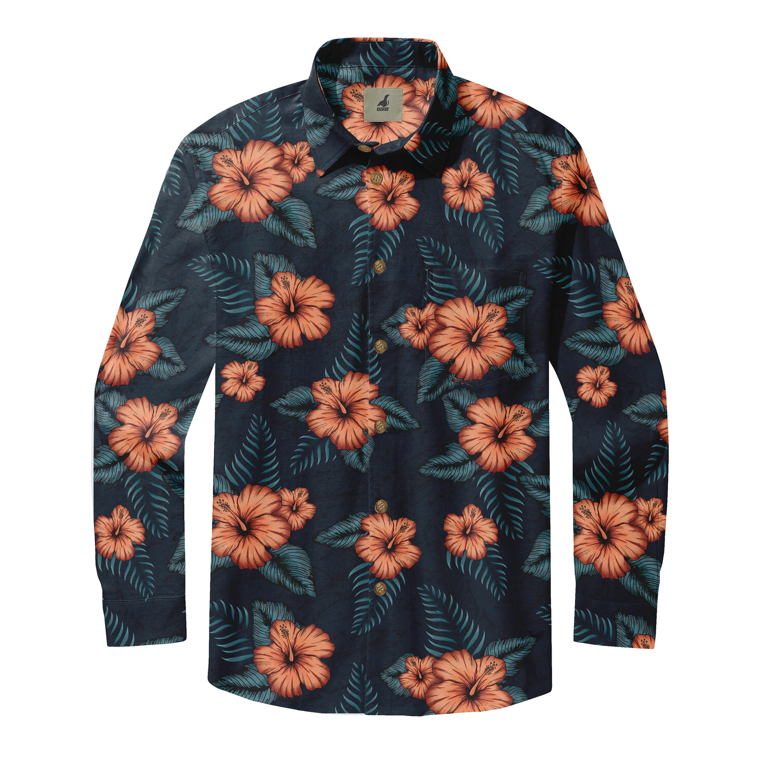 Midnight Hibiscus Long Sleeve Shirts