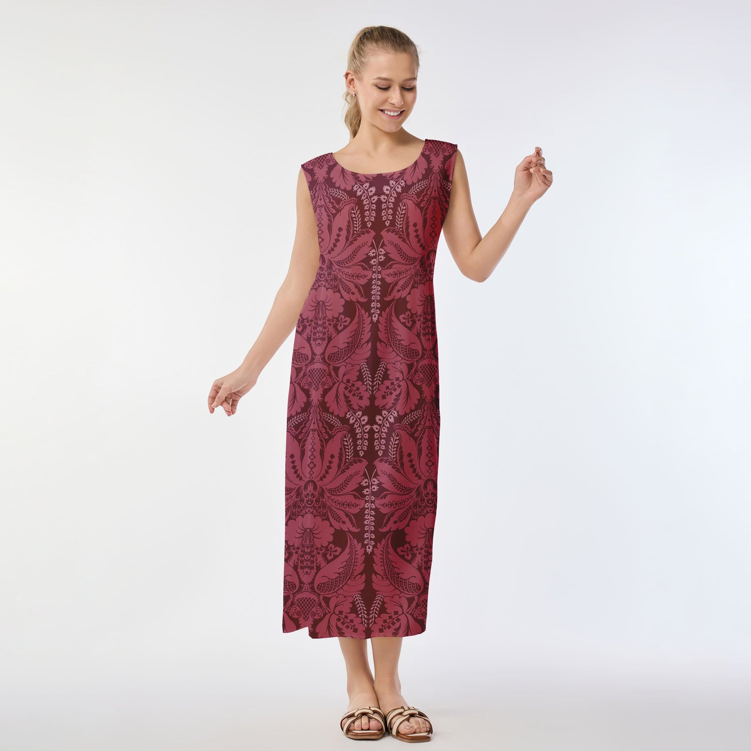Crimson Elegance Muumuu Dress