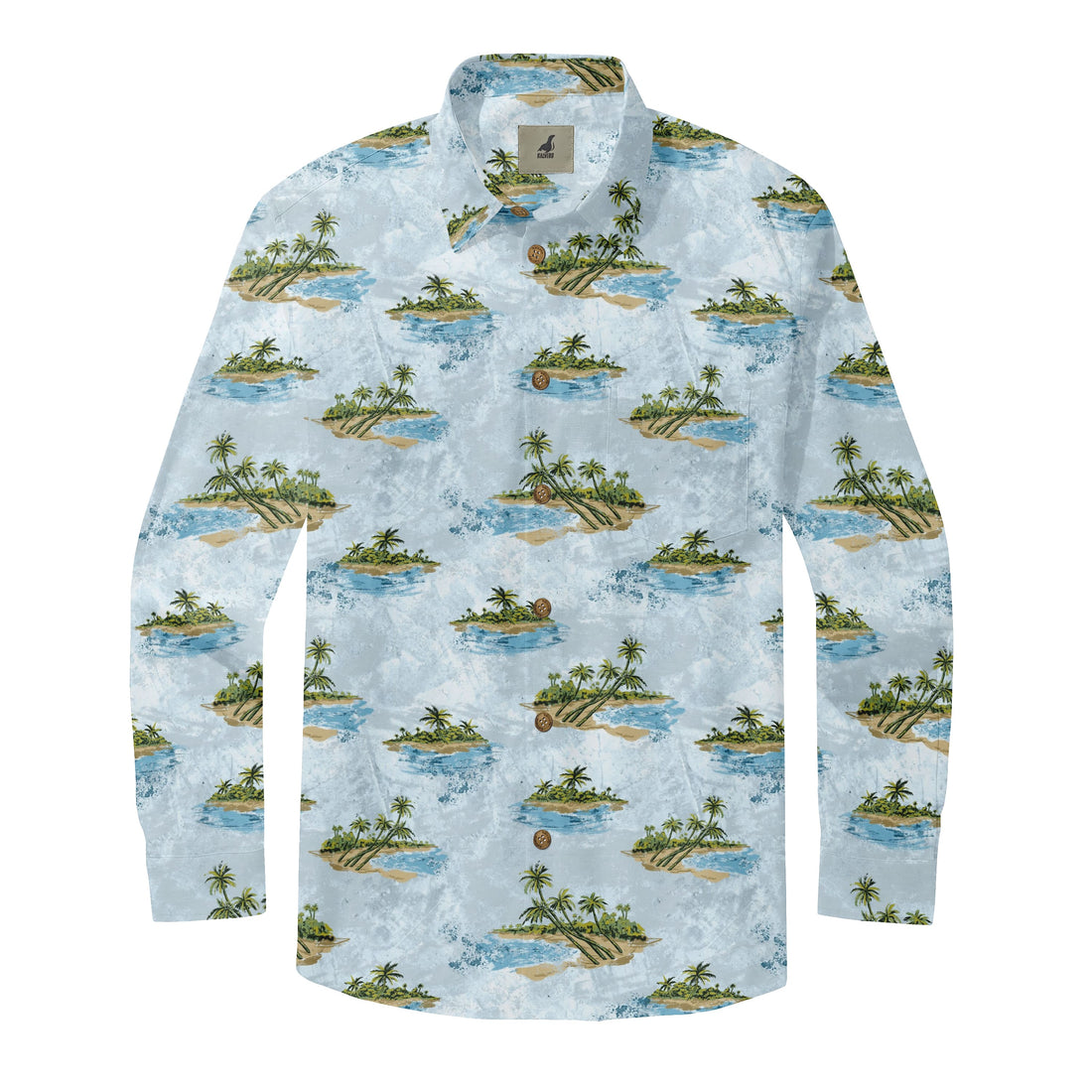 Tropical Island Print Long Sleeve Shirts