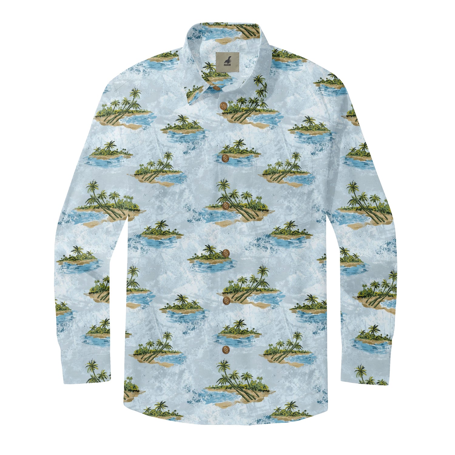 Tropical Island Print Long Sleeve Shirts