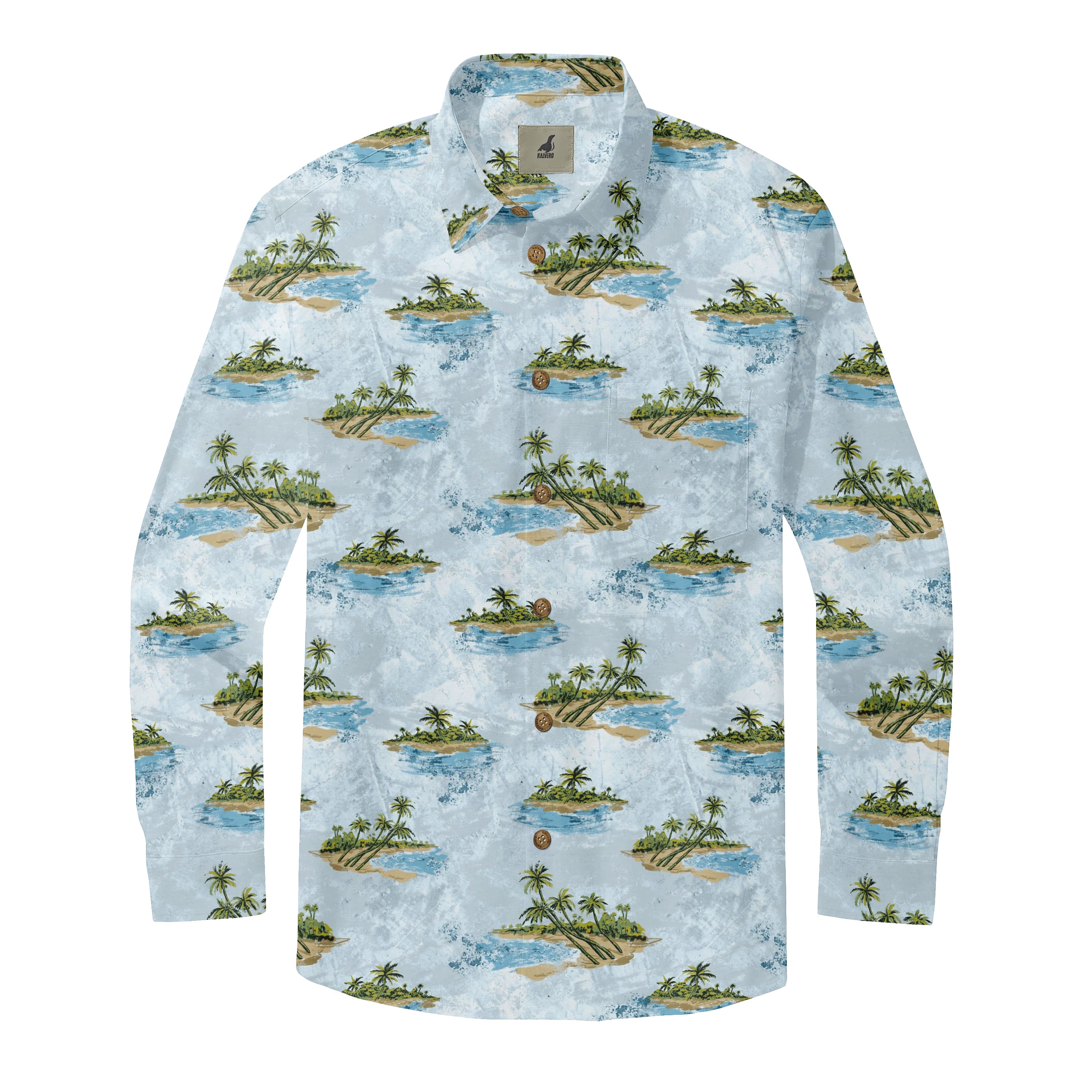 Tropical Island Print Long Sleeve Shirts