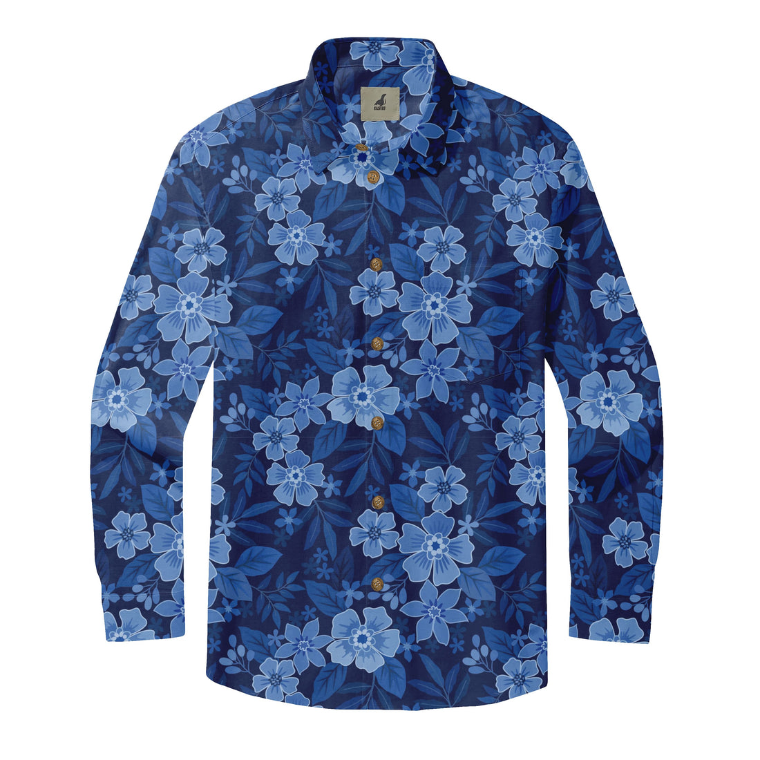 Deep Blue Floral Long Sleeve Shirts