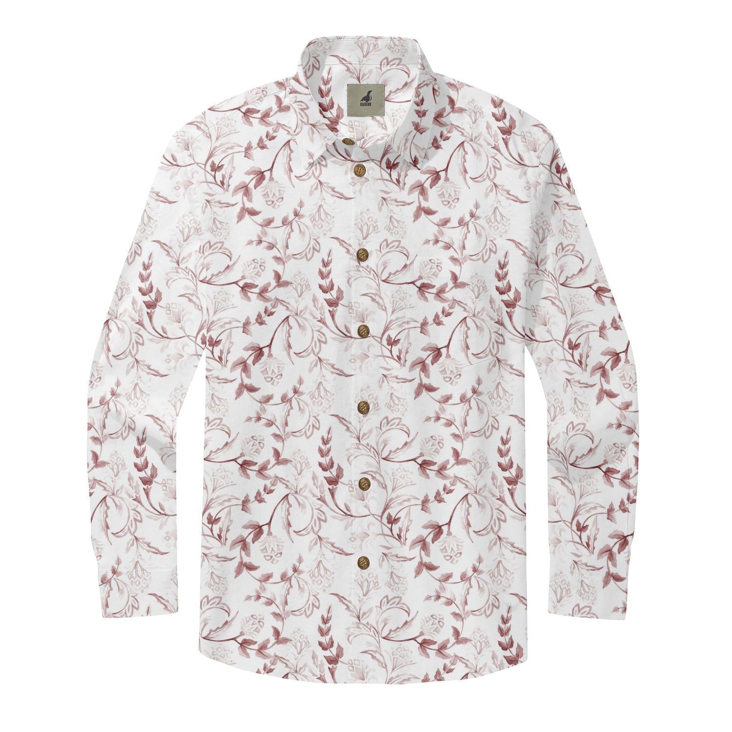 Maroon Botanical Long Sleeve Shirts