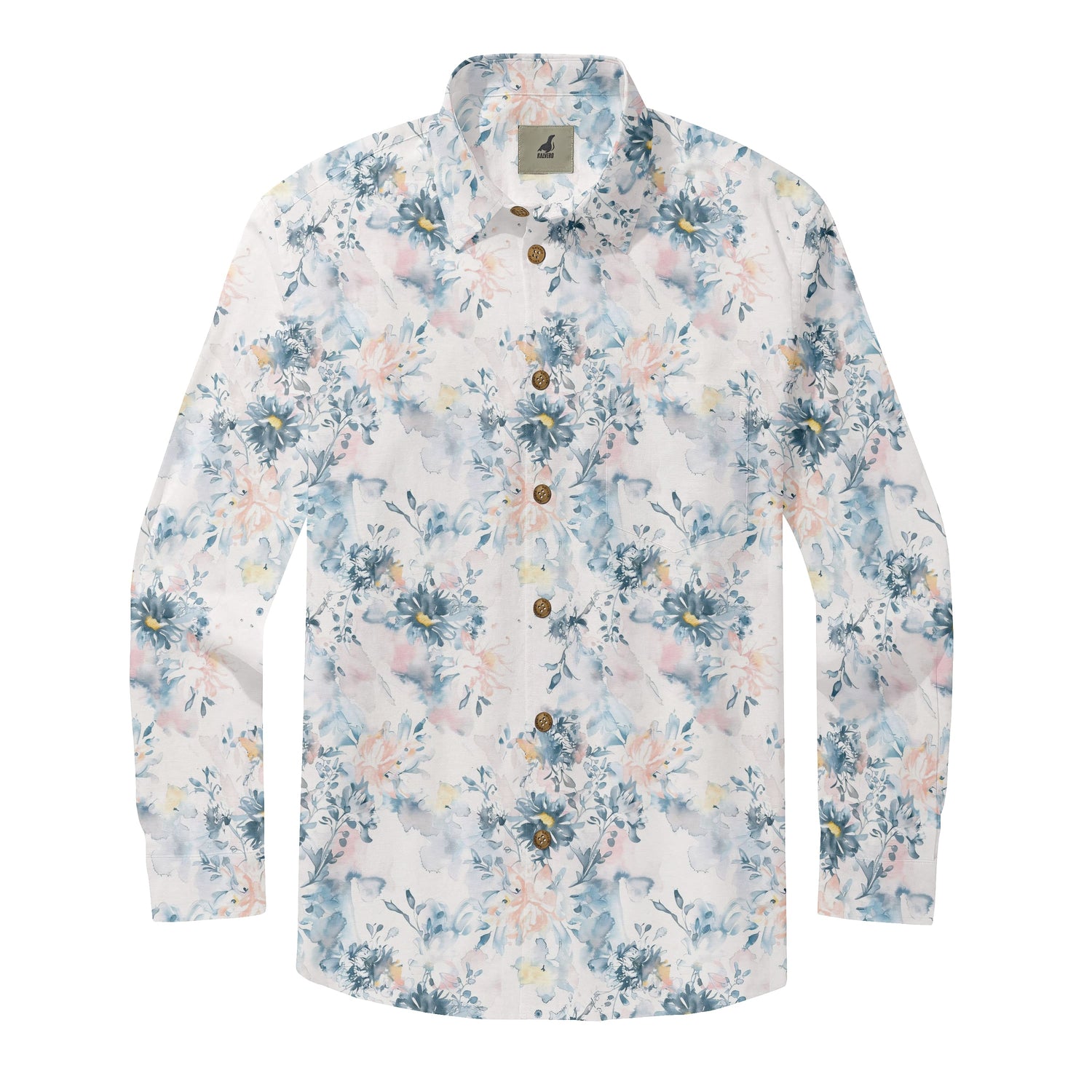 Ink Wash Floral Long Sleeve Shirts