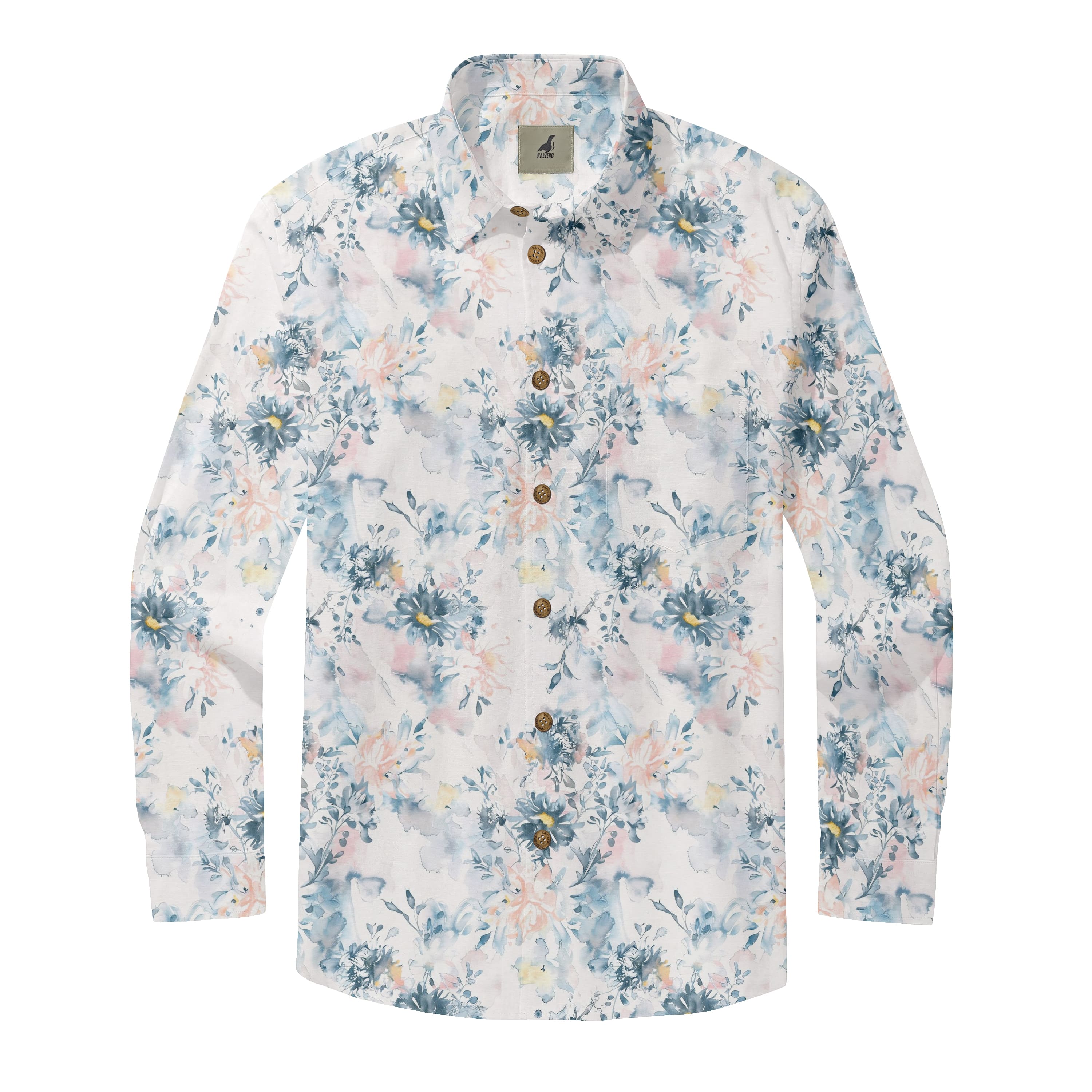 Ink Wash Floral Long Sleeve Shirts