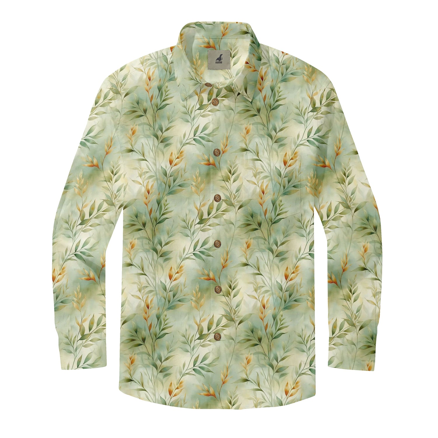 Watercolor Leaf Long Sleeve Shirt