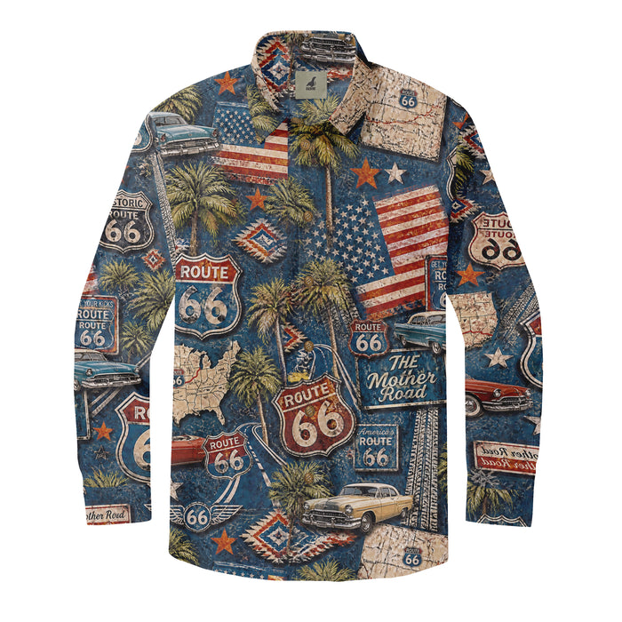 Route 66 Centennial Mother Road Long Sleeve Hawaiian Shirt