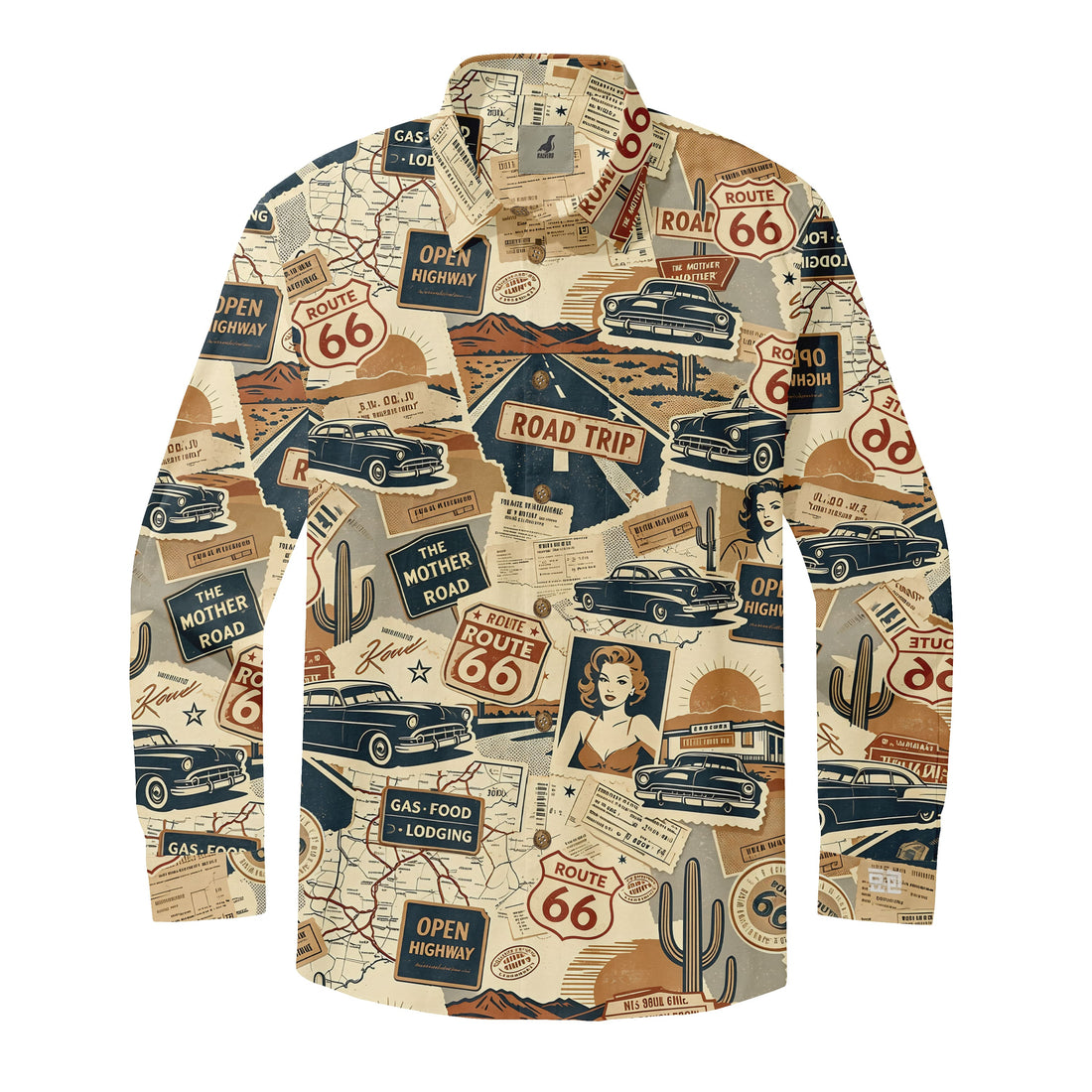Route 66 Retro Collage Long Sleeve Shirt