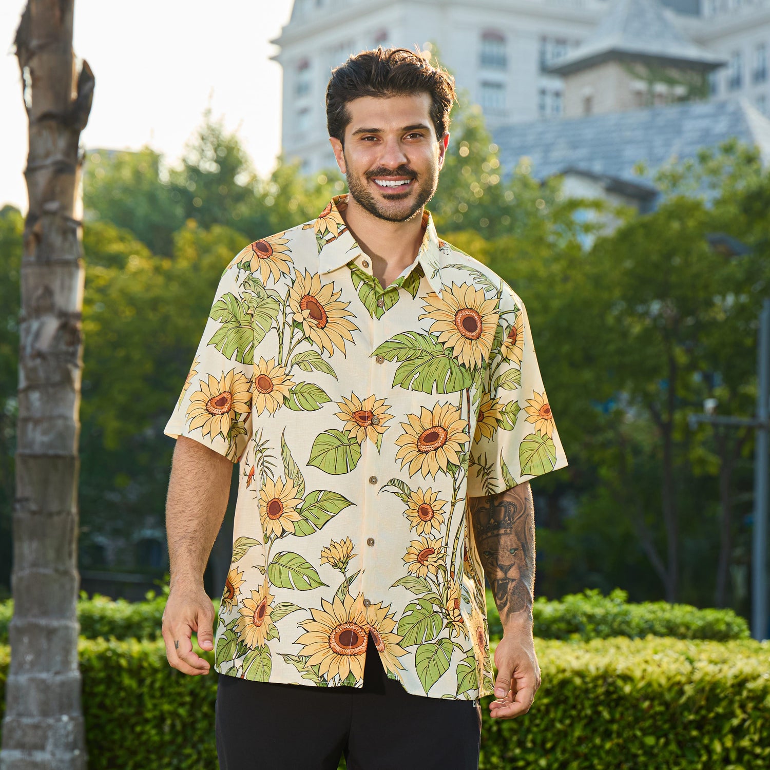 Radiant Sunflower Childrens Hawaiian Shirt