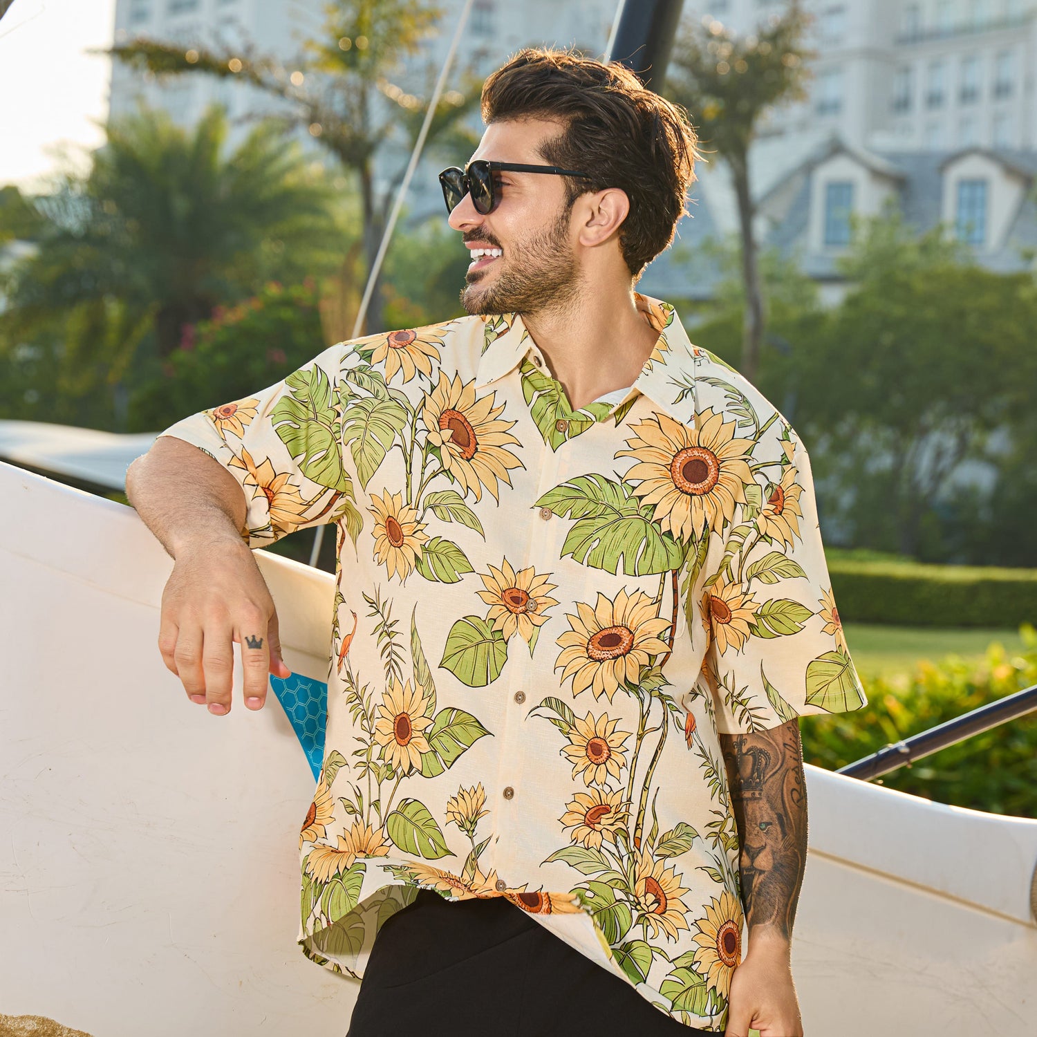 Radiant Sunflower Childrens Hawaiian Shirt