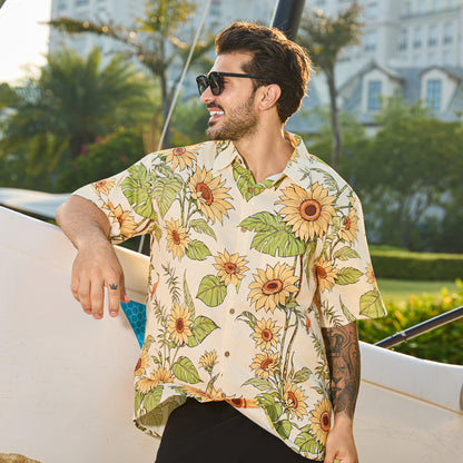 Radiant Sunflower Childrens Hawaiian Shirt