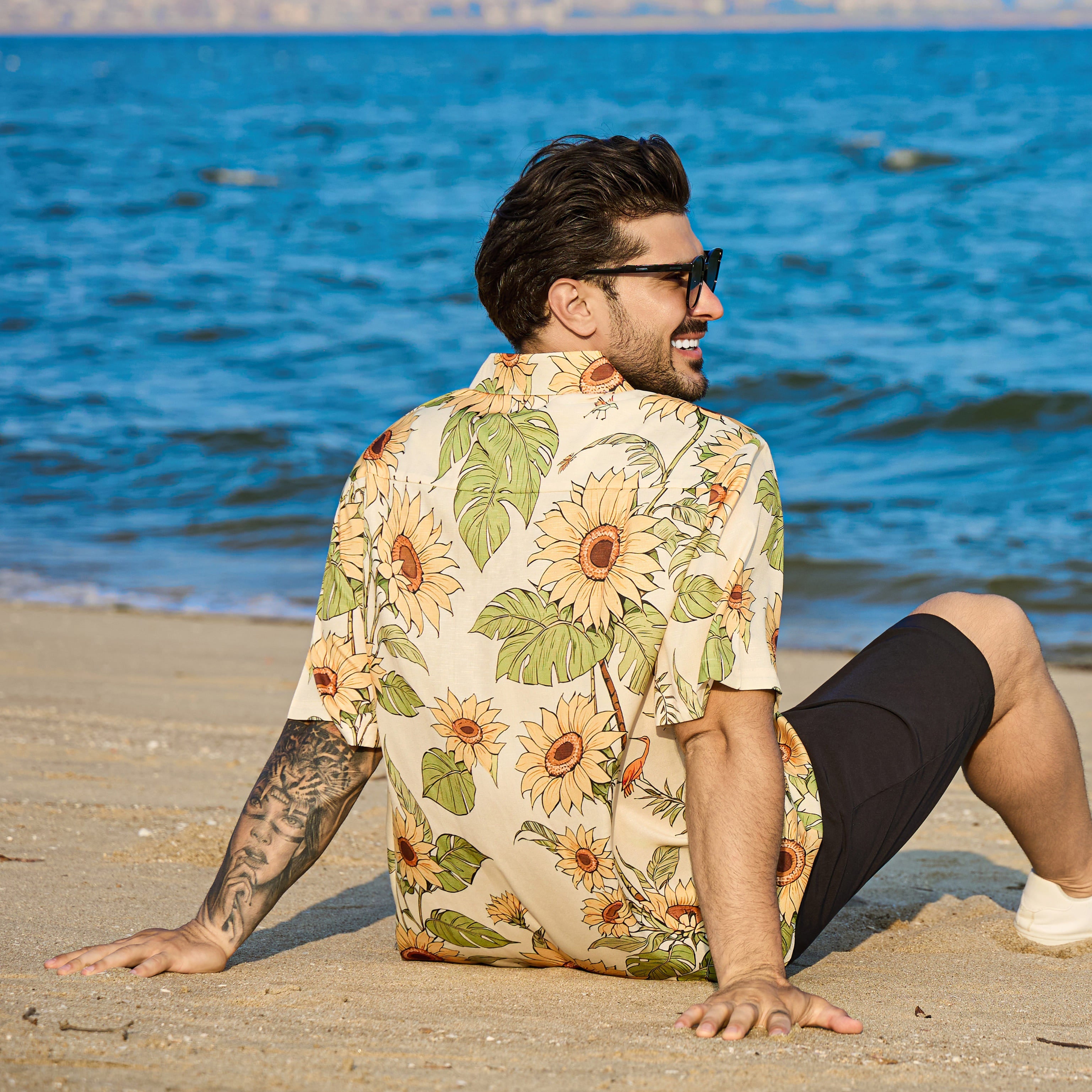 Radiant Sunflower Childrens Hawaiian Shirt