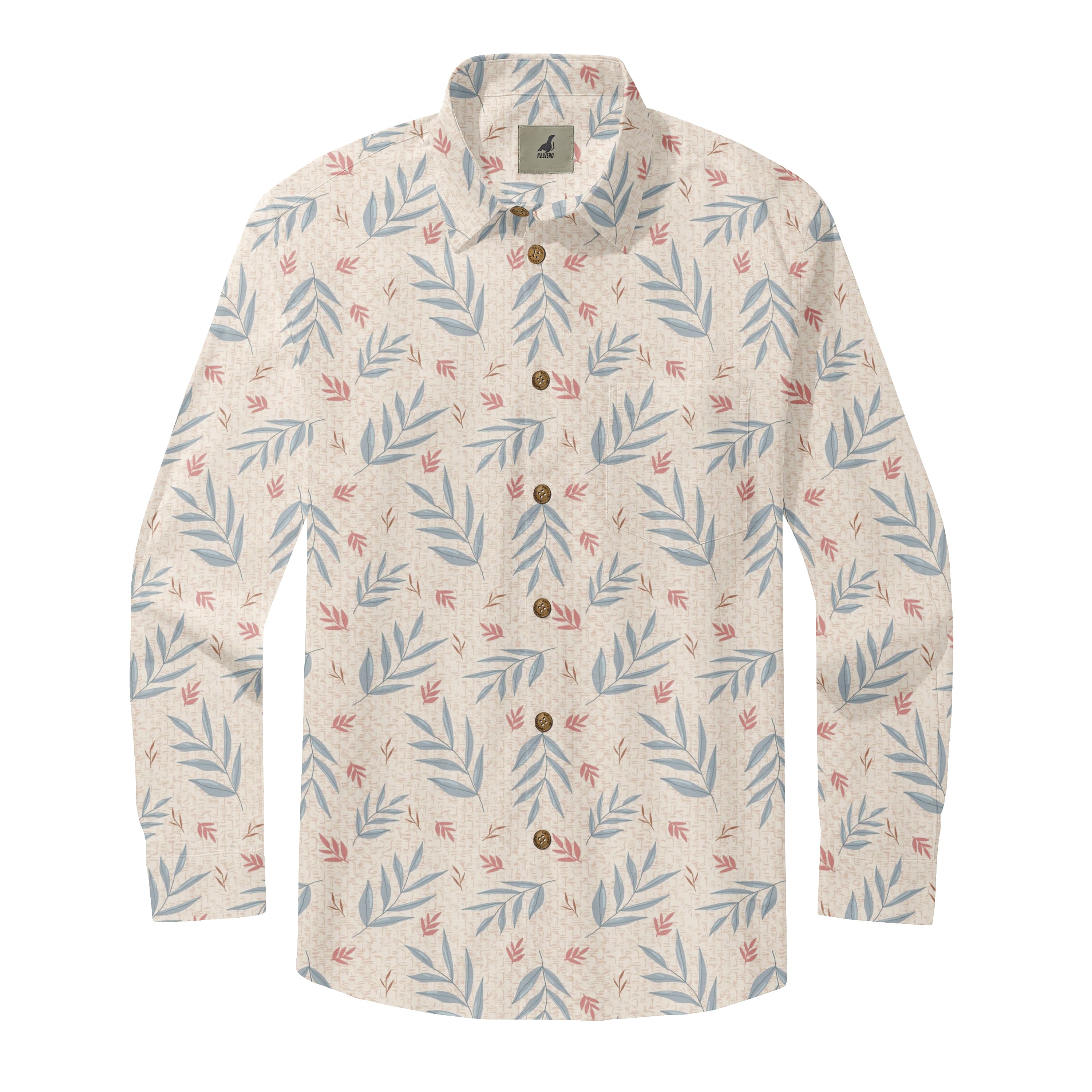 Leaf Print Long Sleeve Shirts