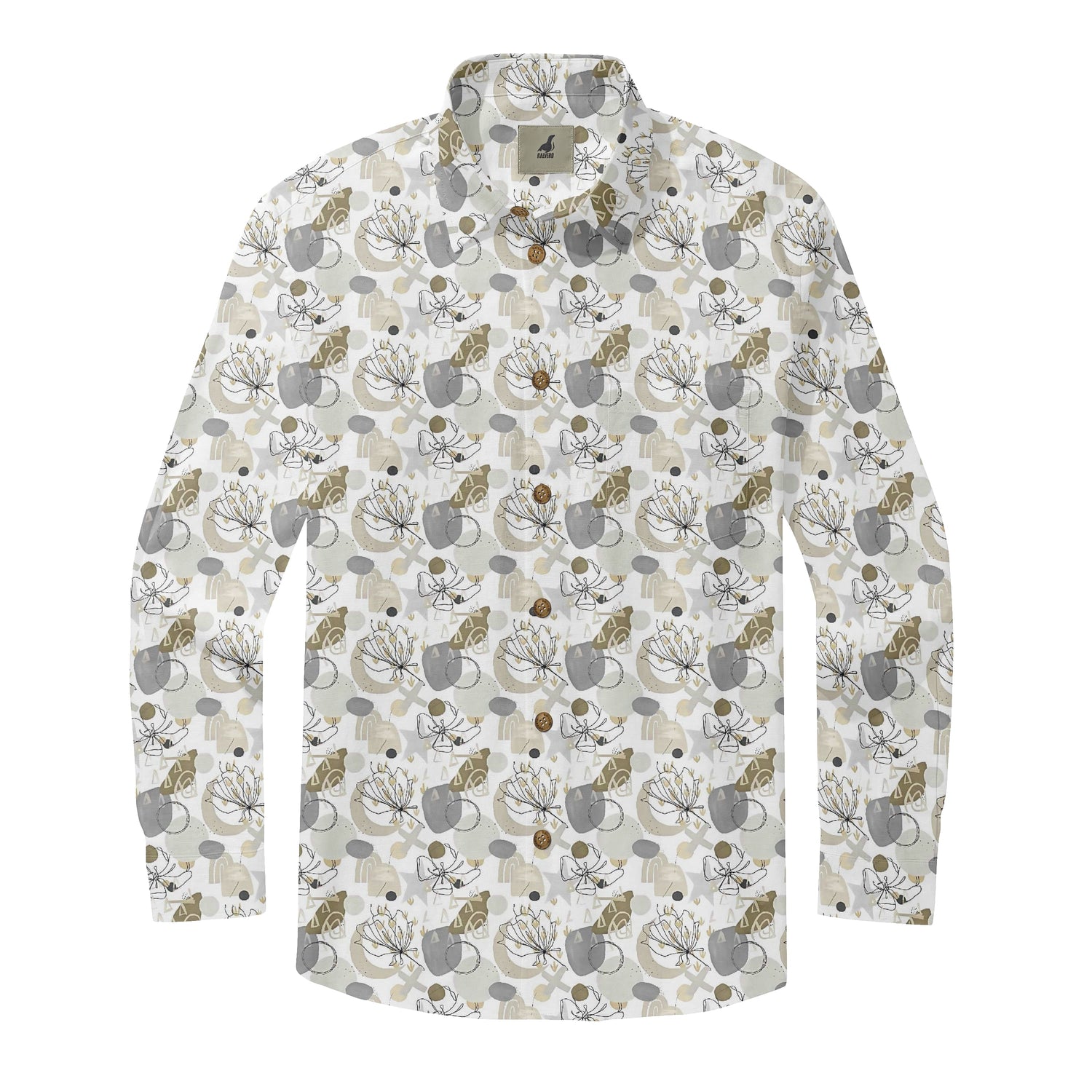 Abstract Floral Long Sleeve Shirts