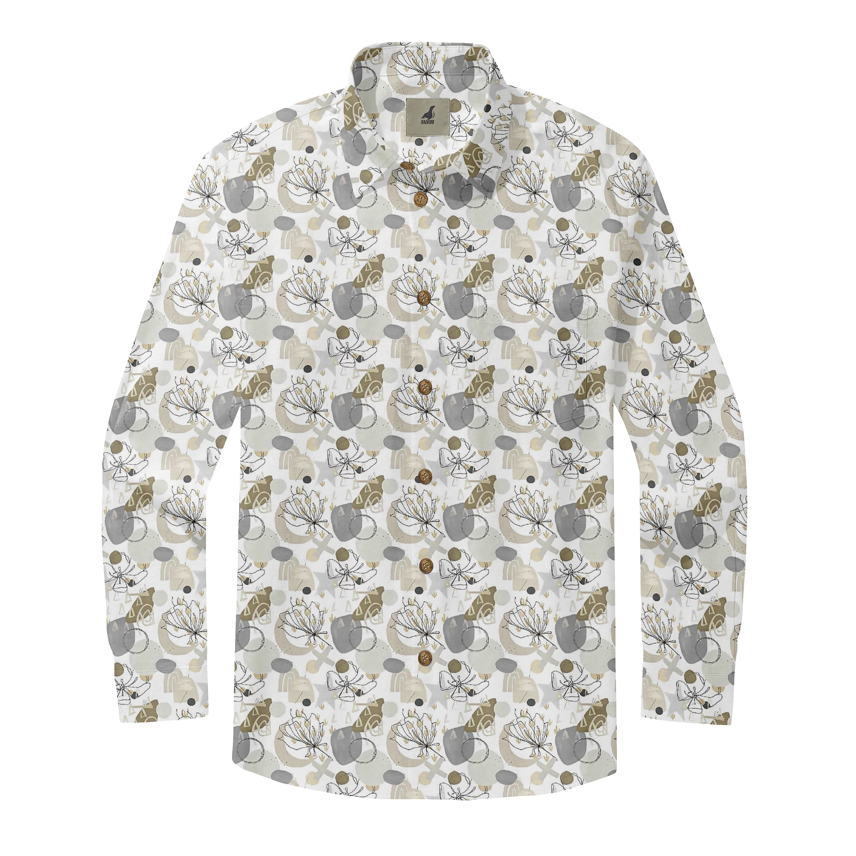Abstract Floral Long Sleeve Shirts