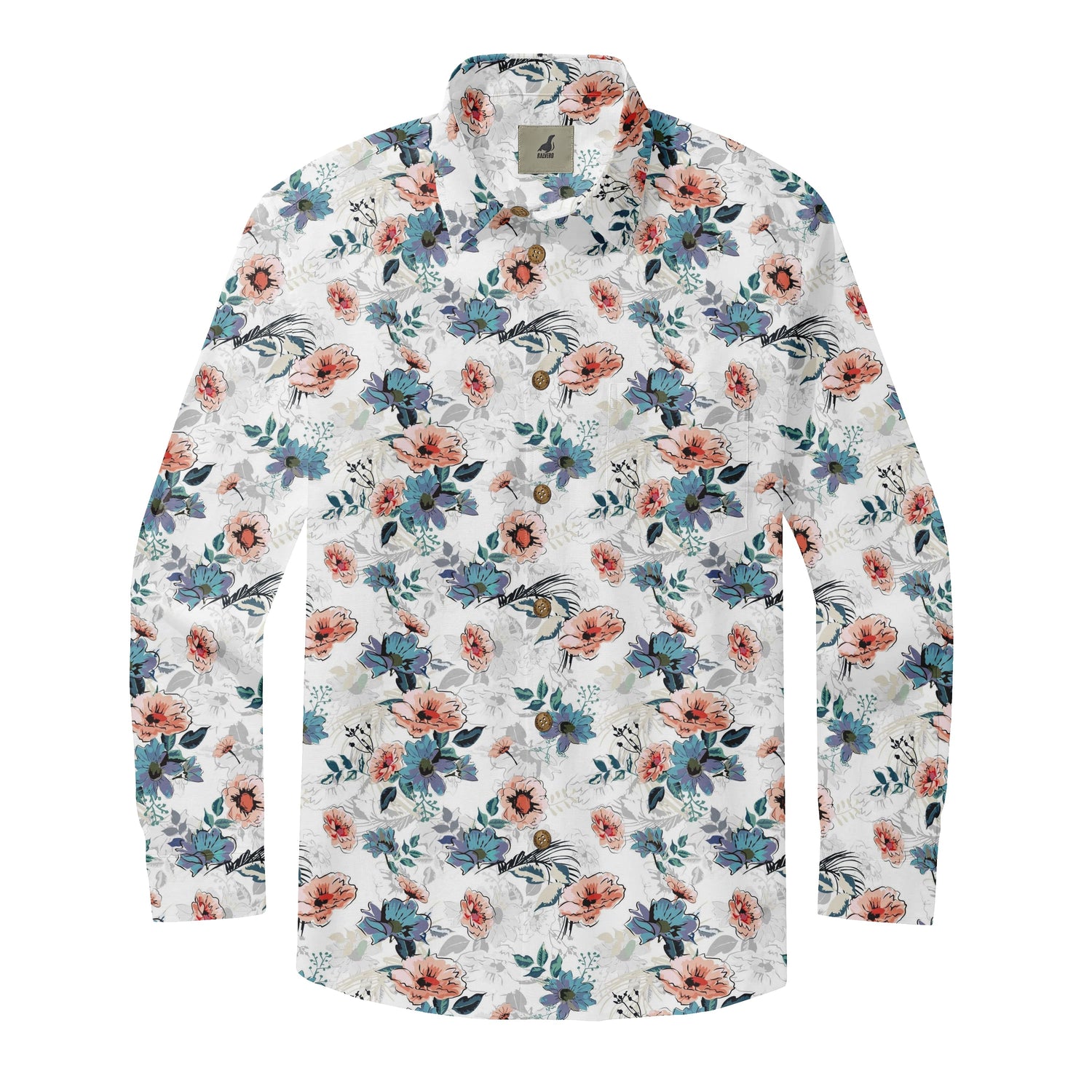 Mixed Floral Print Long Sleeve Shirts