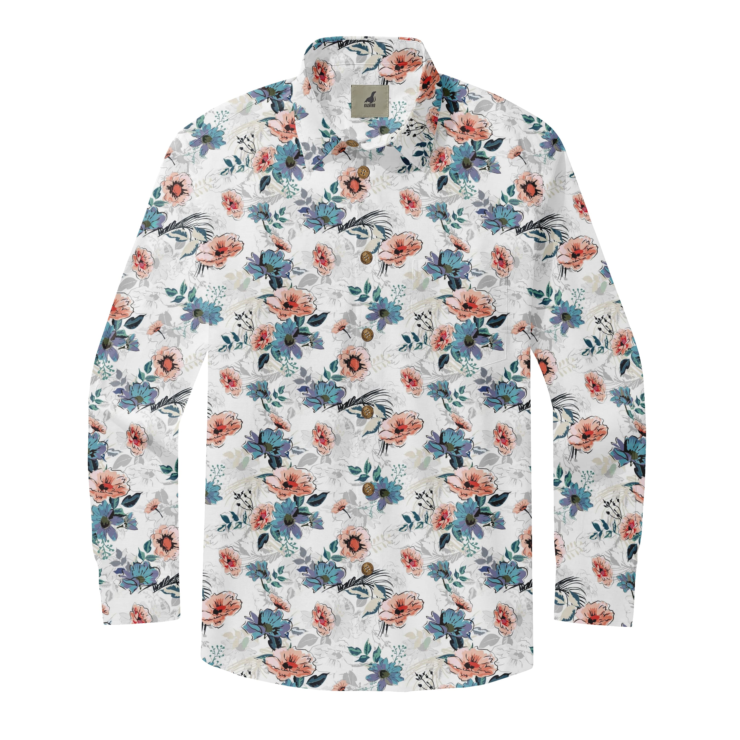 Mixed Floral Print Long Sleeve Shirts