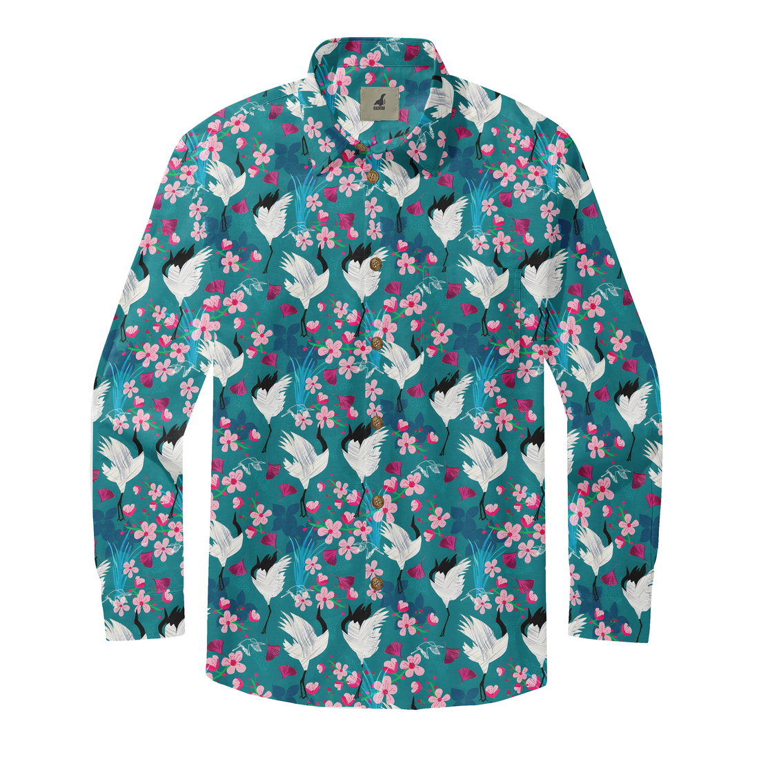 Dancing Cranes and Blossoms Long Sleeve Shirts