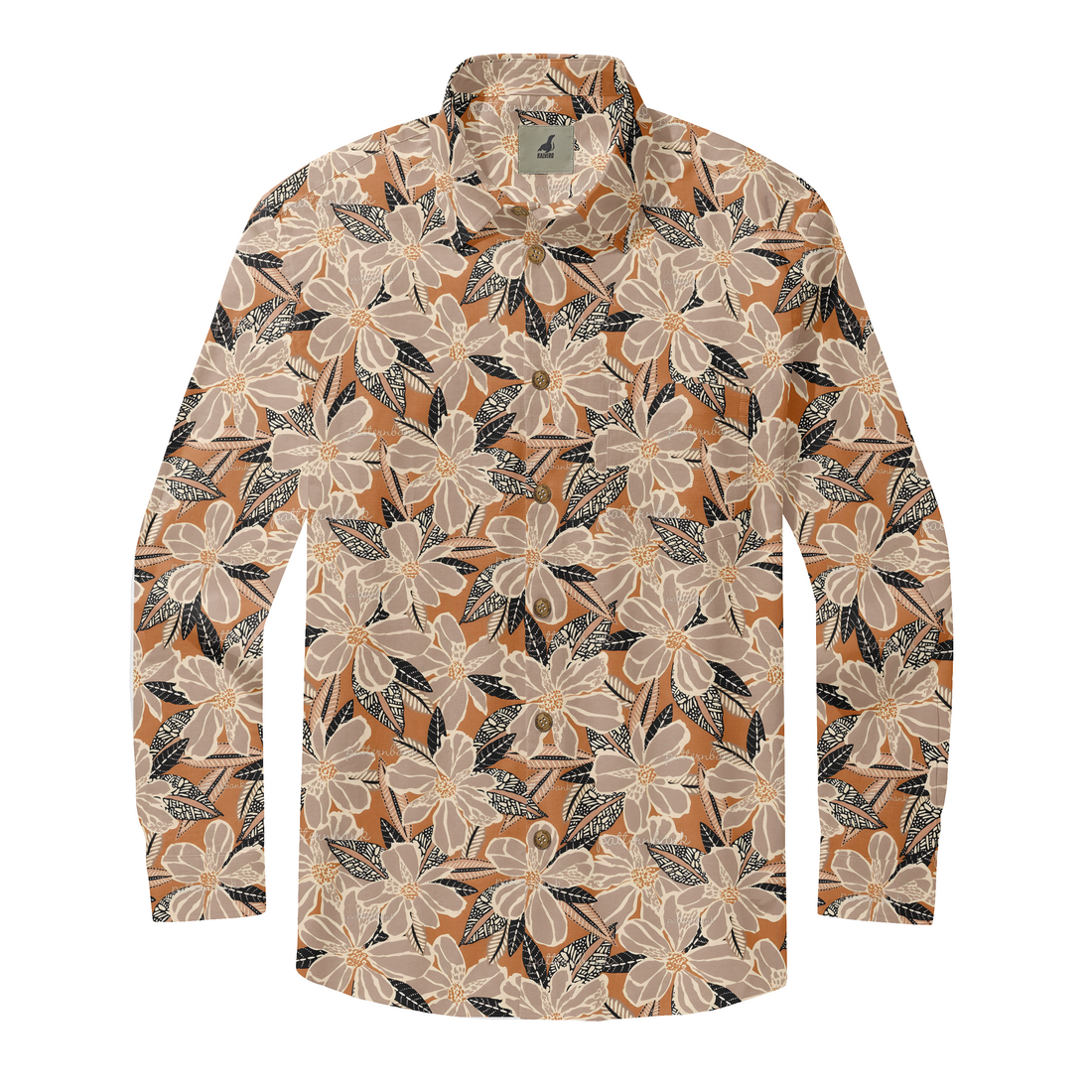 Sand-Toned Blossoms Long Sleeve Shirts