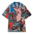 Colorful shirt with Japanese art design, featuring a large face.