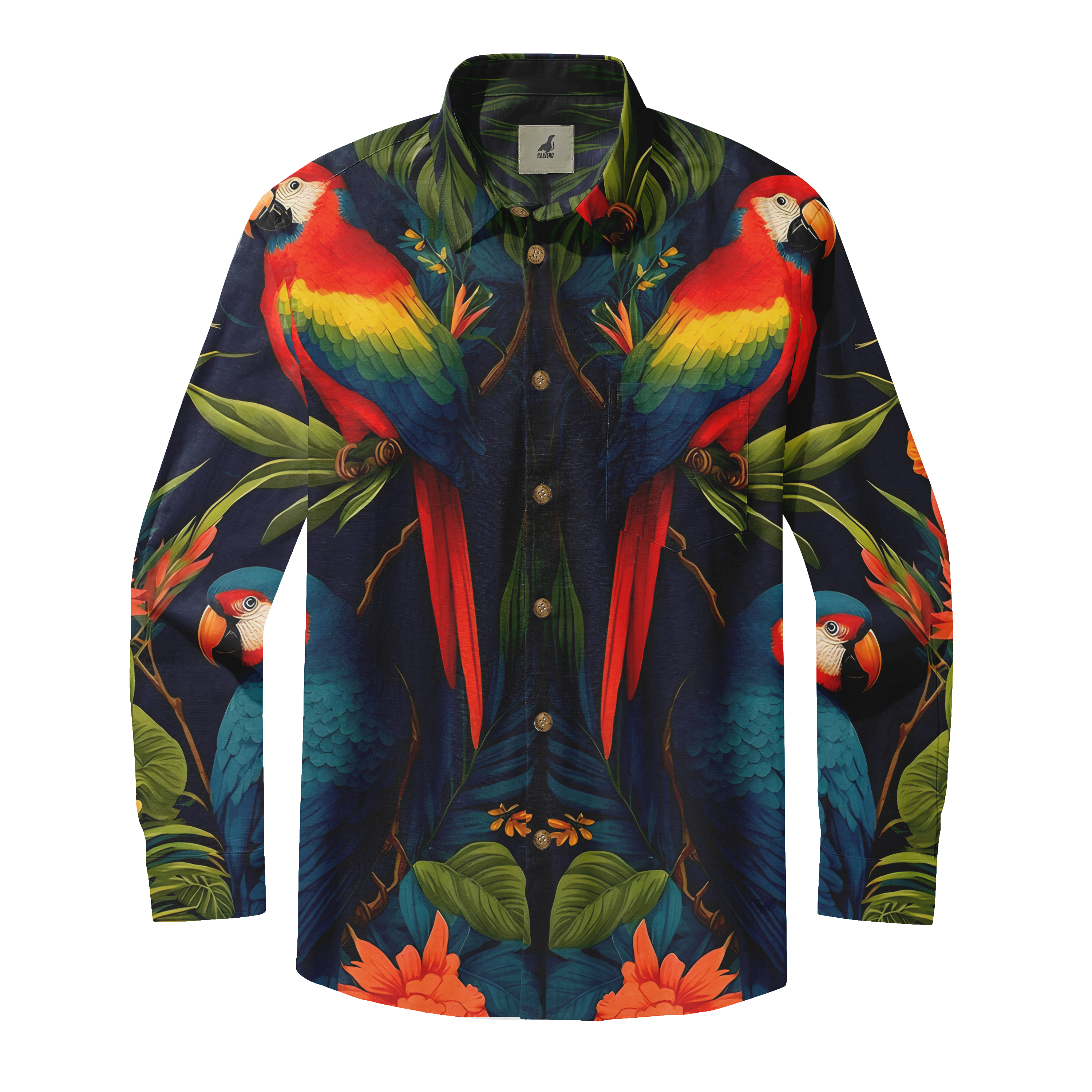 Tropical Parrot Long Sleeve Shirts