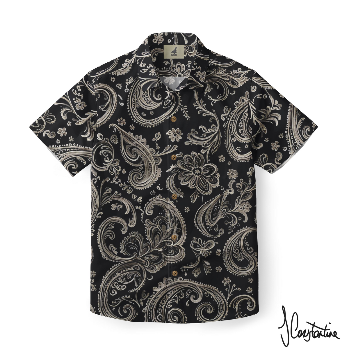 Antique Ivory Paisley Hawaiian Shirt