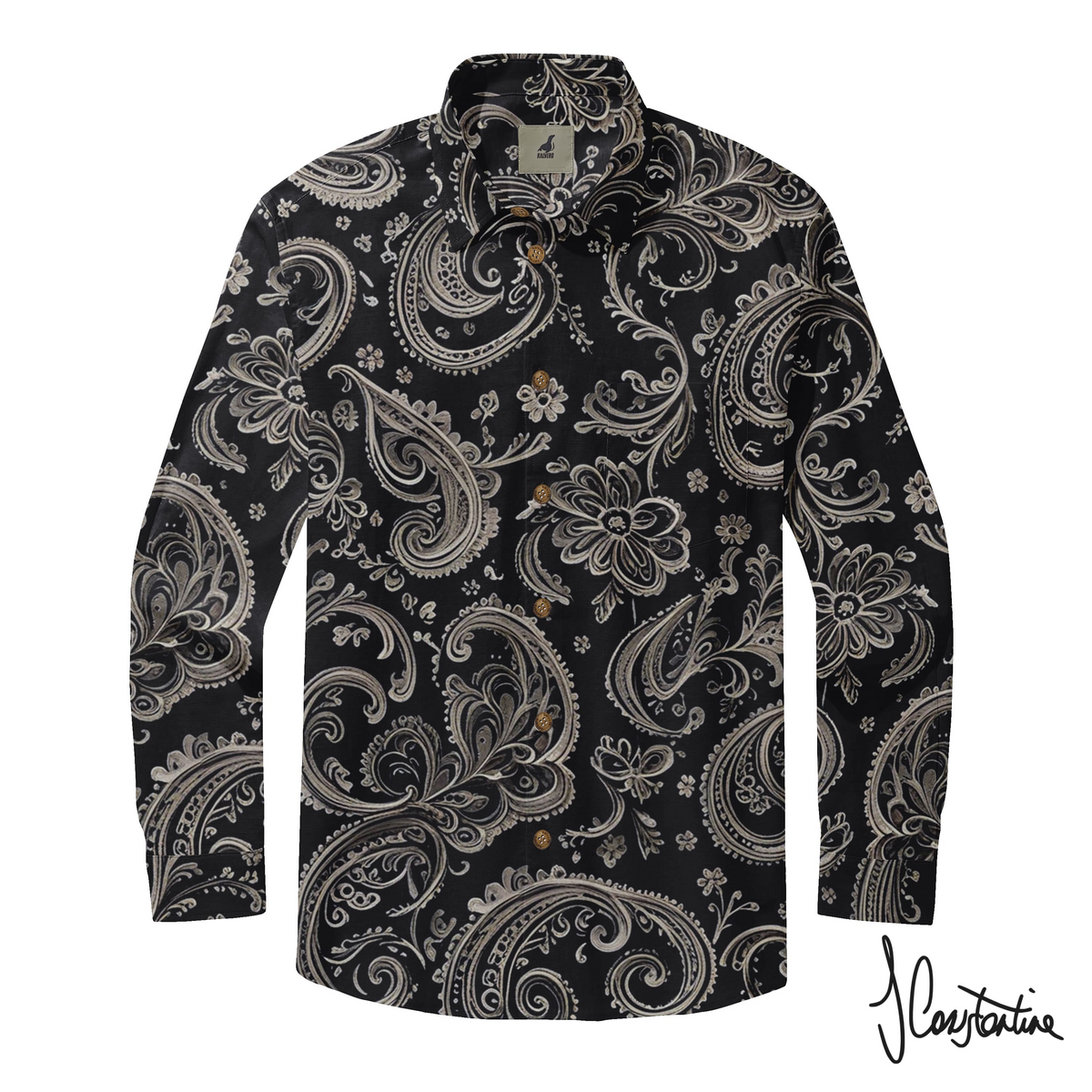 Antique Ivory Paisley Long Sleeve Shirt