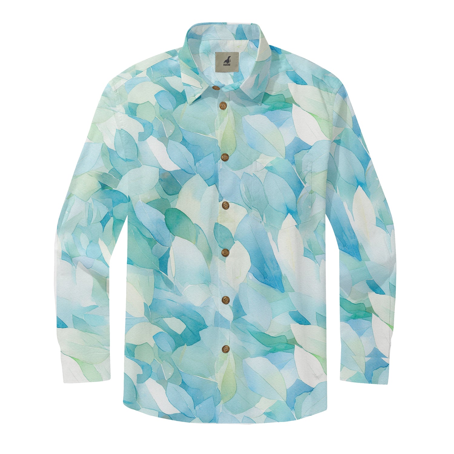 1950s Vintage Shirt Aqua Petals Long Sleeve Shirts Hawaiian Aloha Casual Long Sleeve Shirts - Kalvero 1950s Vintage Shirt Aqua Petals Long Sleeve Shirts Hawaiian Aloha Casual Long Sleeve Shirts - Kalvero