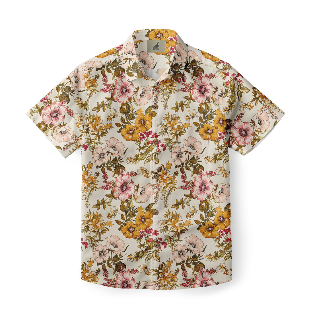 White Tropical Floral Hawaiian Shirt