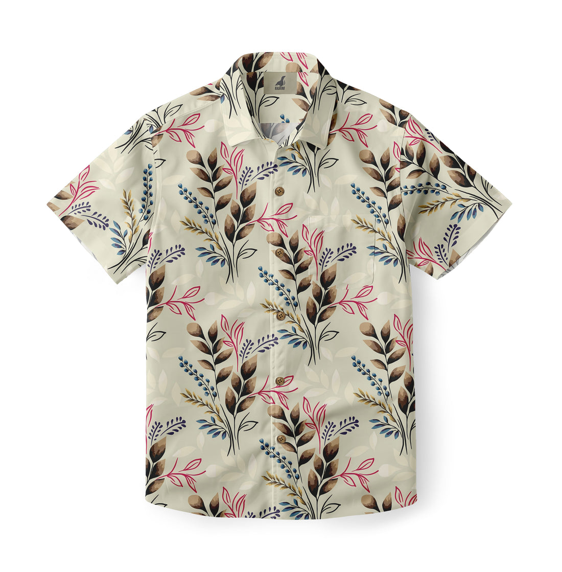 Light Beige Tropical Floral Hawaiian Shirt