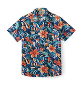 Azure Hibiscus Mosaic Hawaiian Shirt