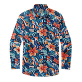 Azure Hibiscus Mosaic Long Sleeve Shirt