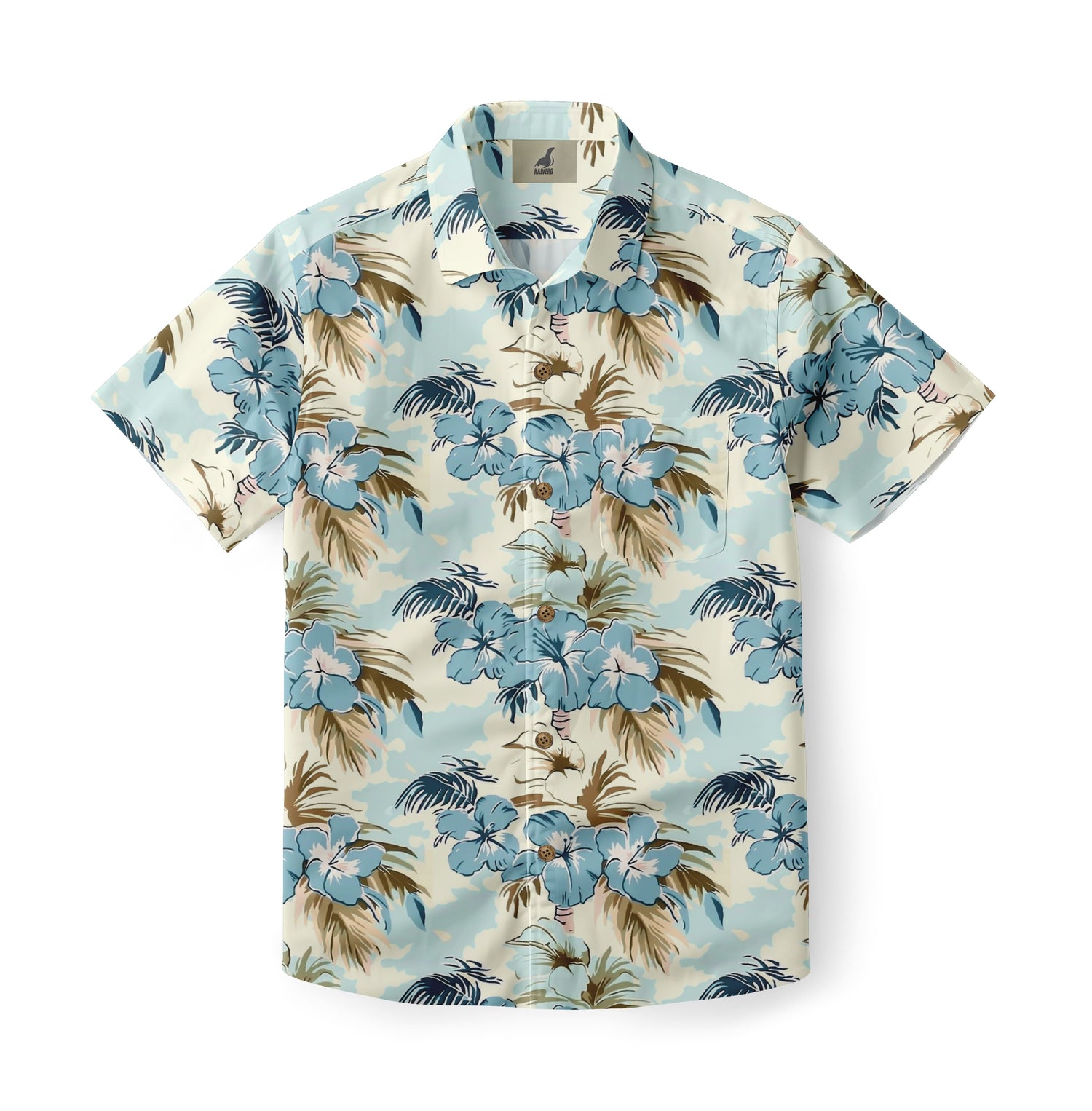 Light Blue Tropical Floral Hawaiian Shirt