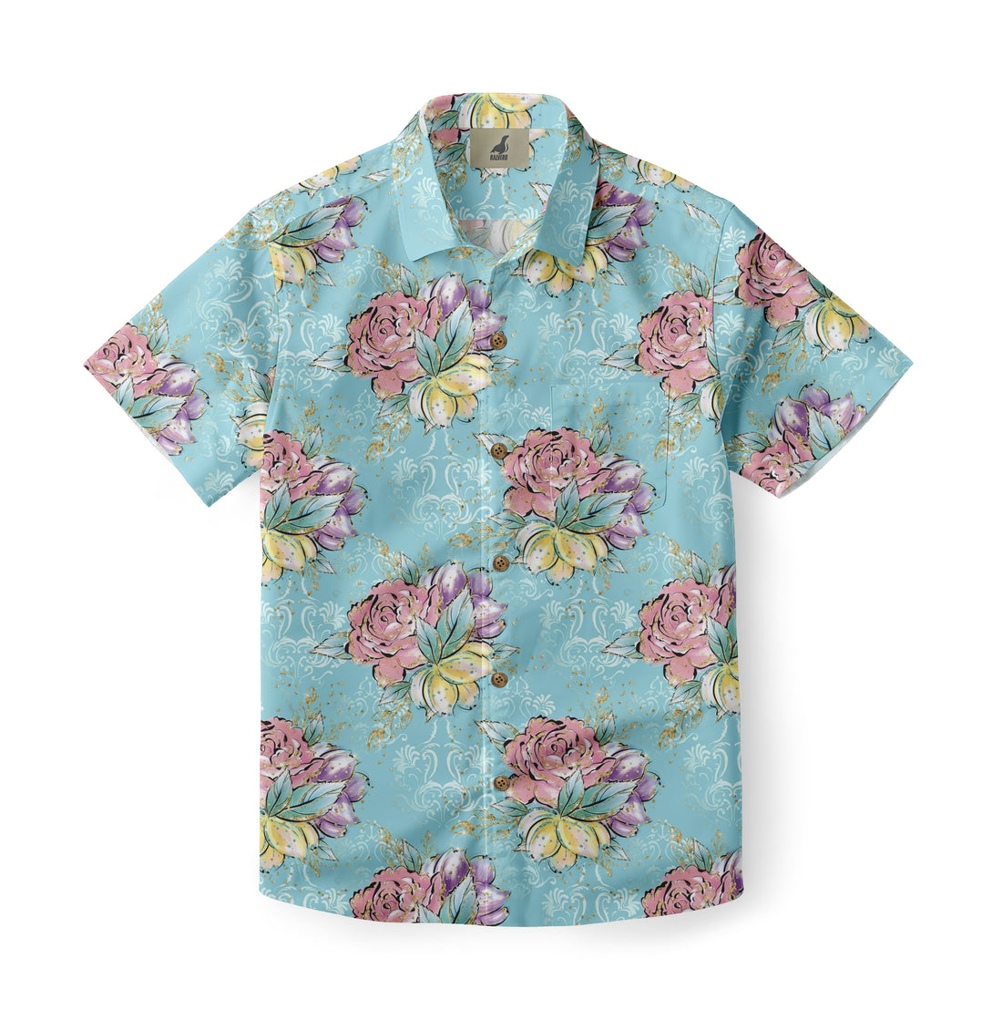 Light Blue Tropical Floral Hawaiian Shirt
