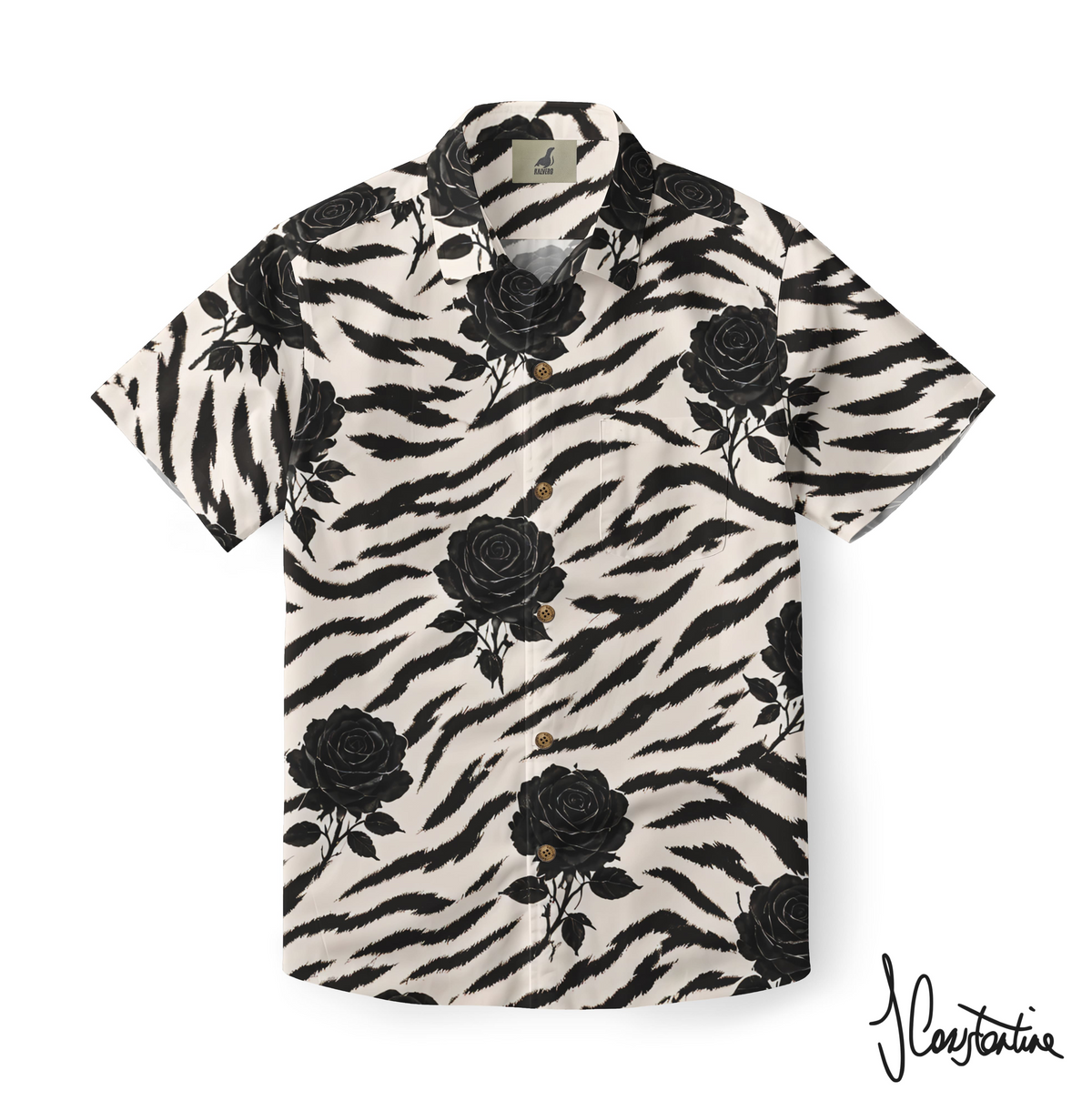 Black Rose Zebra Hawaiian Shirt