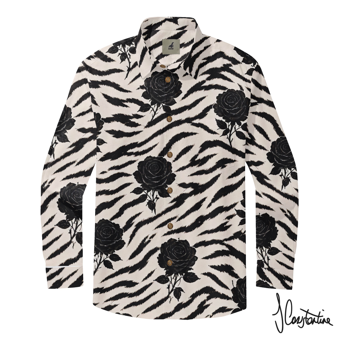 Black Rose Zebra Long Sleeve Shirt