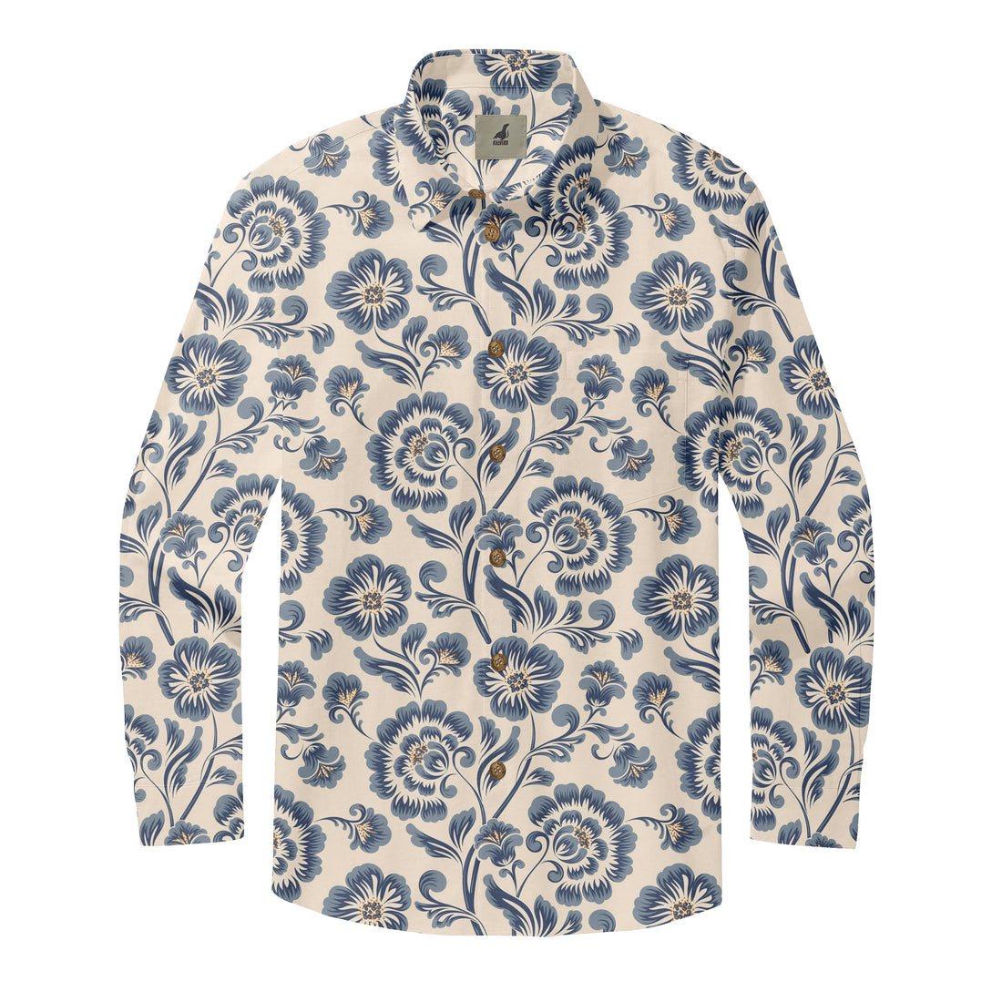 Blue Hibiscus Camp Long Sleeve Shirts