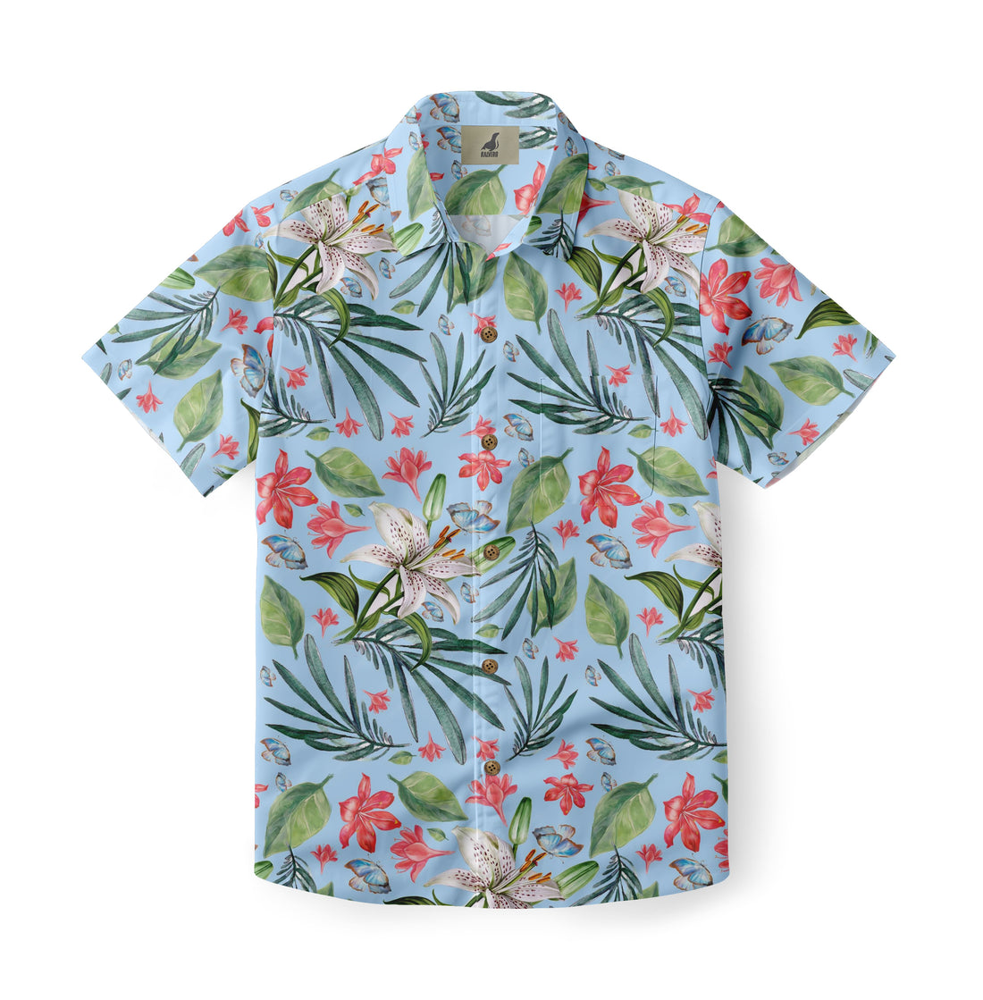 Light Blue Tropical Floral Hawaiian Shirt